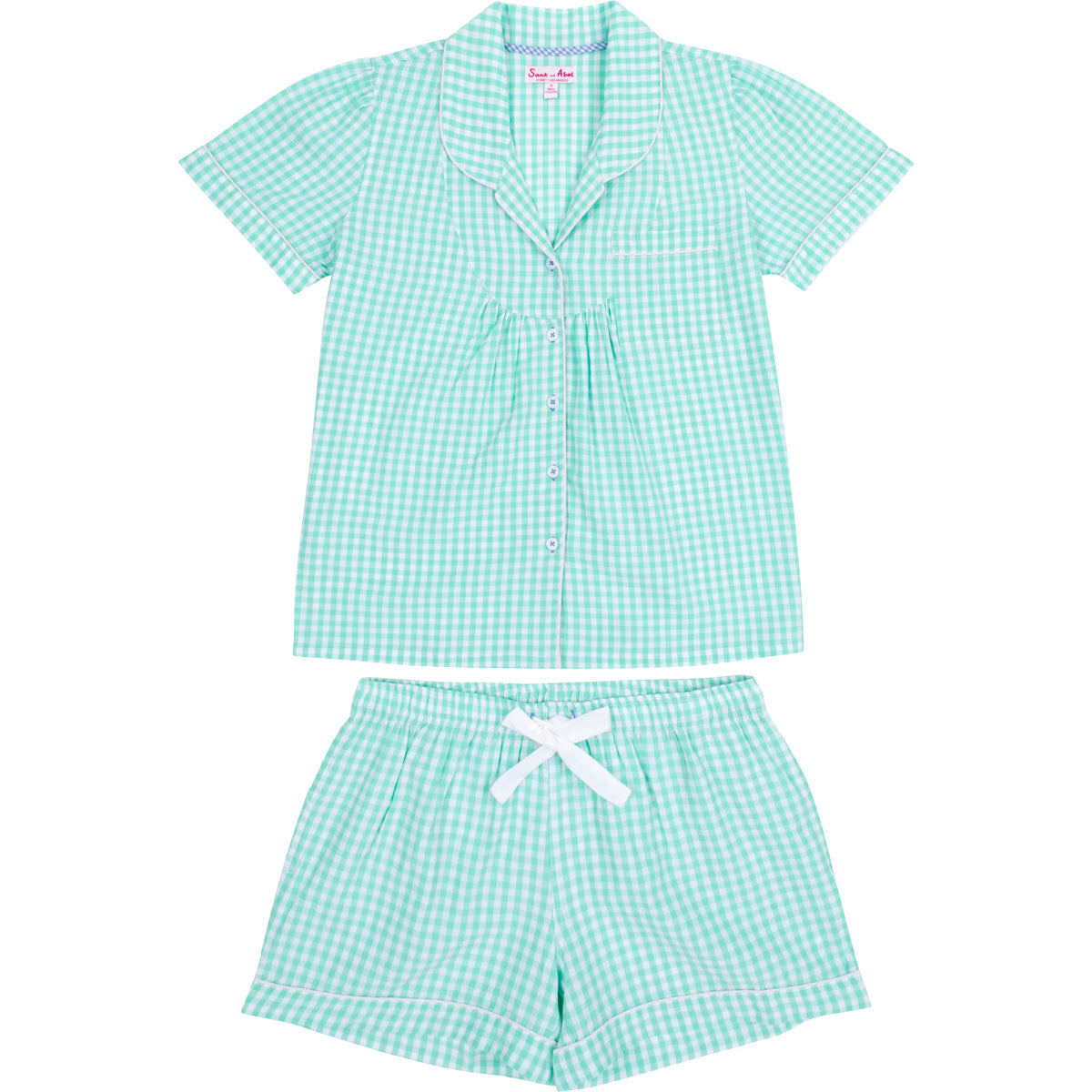 Women's Hepburn Gingham Mint Short Pj Set