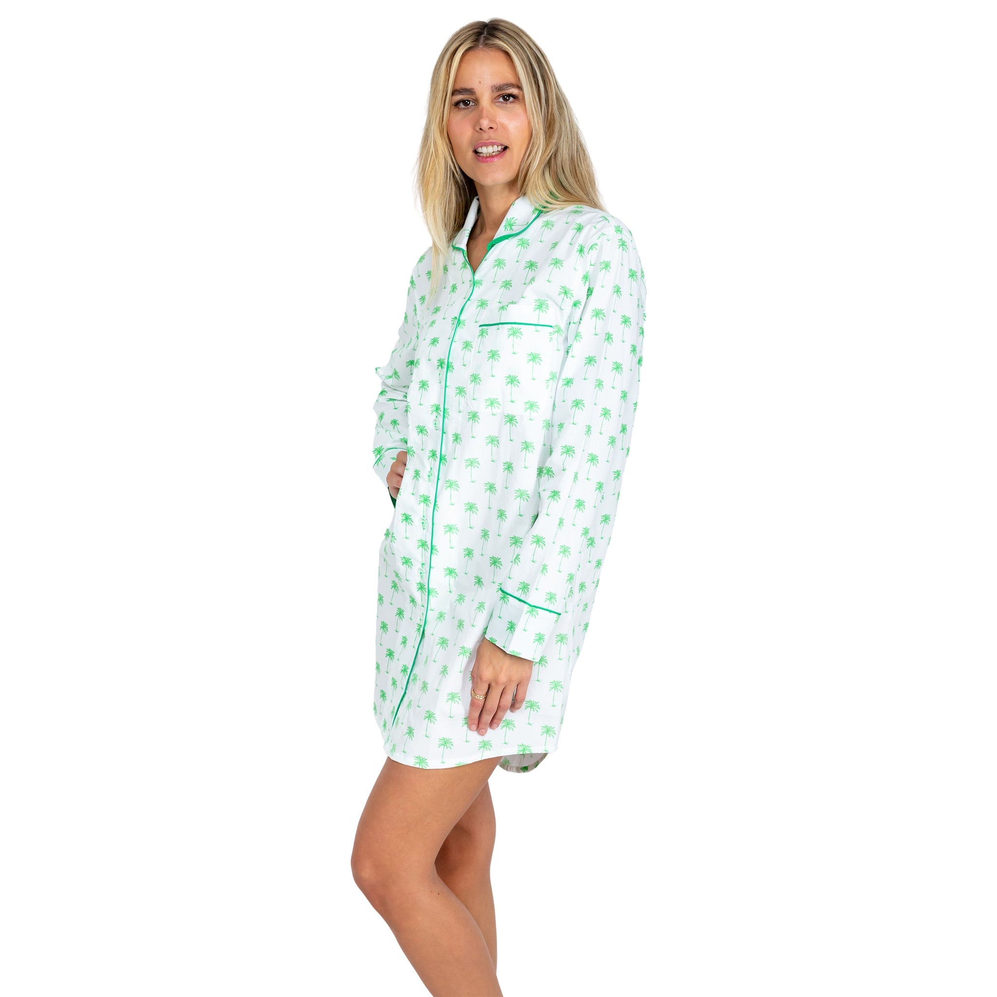 Women's Green Palm Tree Night Shirt