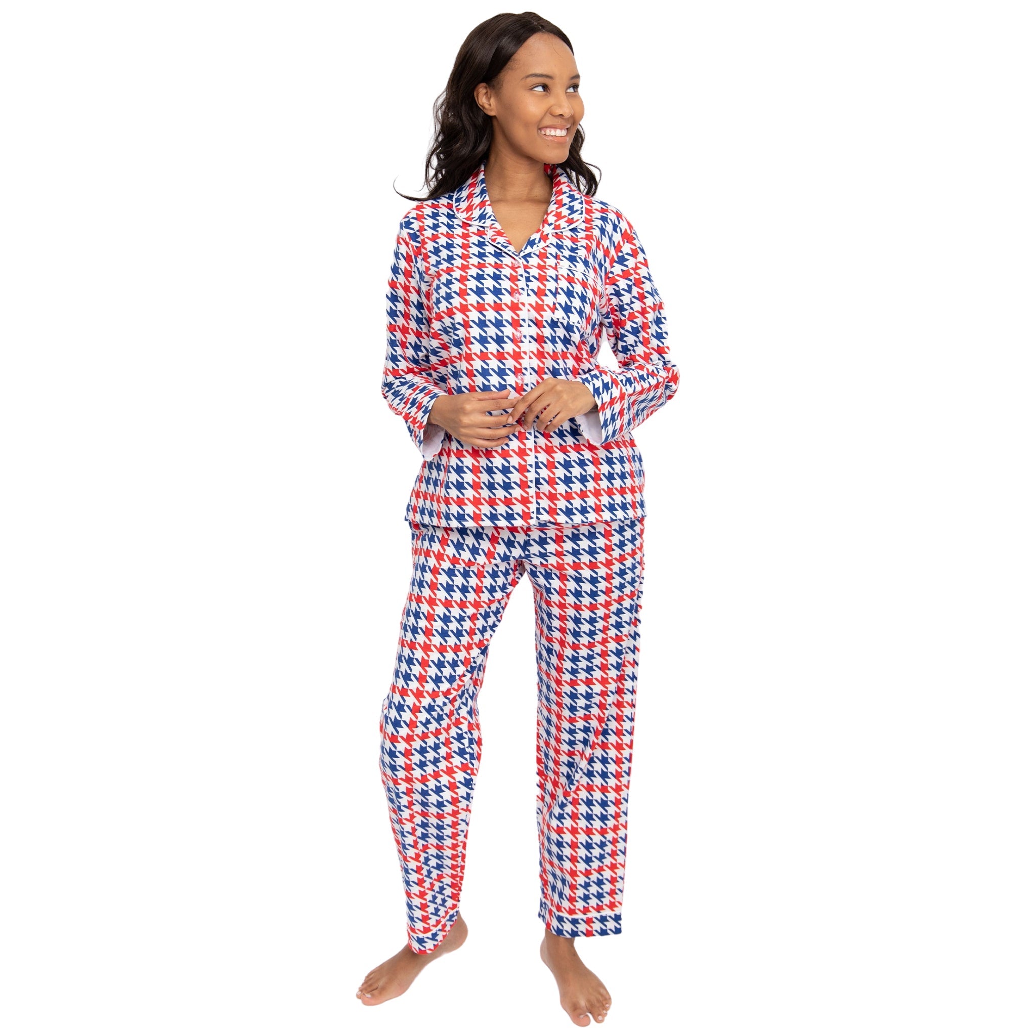 Women's Houndstooth Flannel Long Set