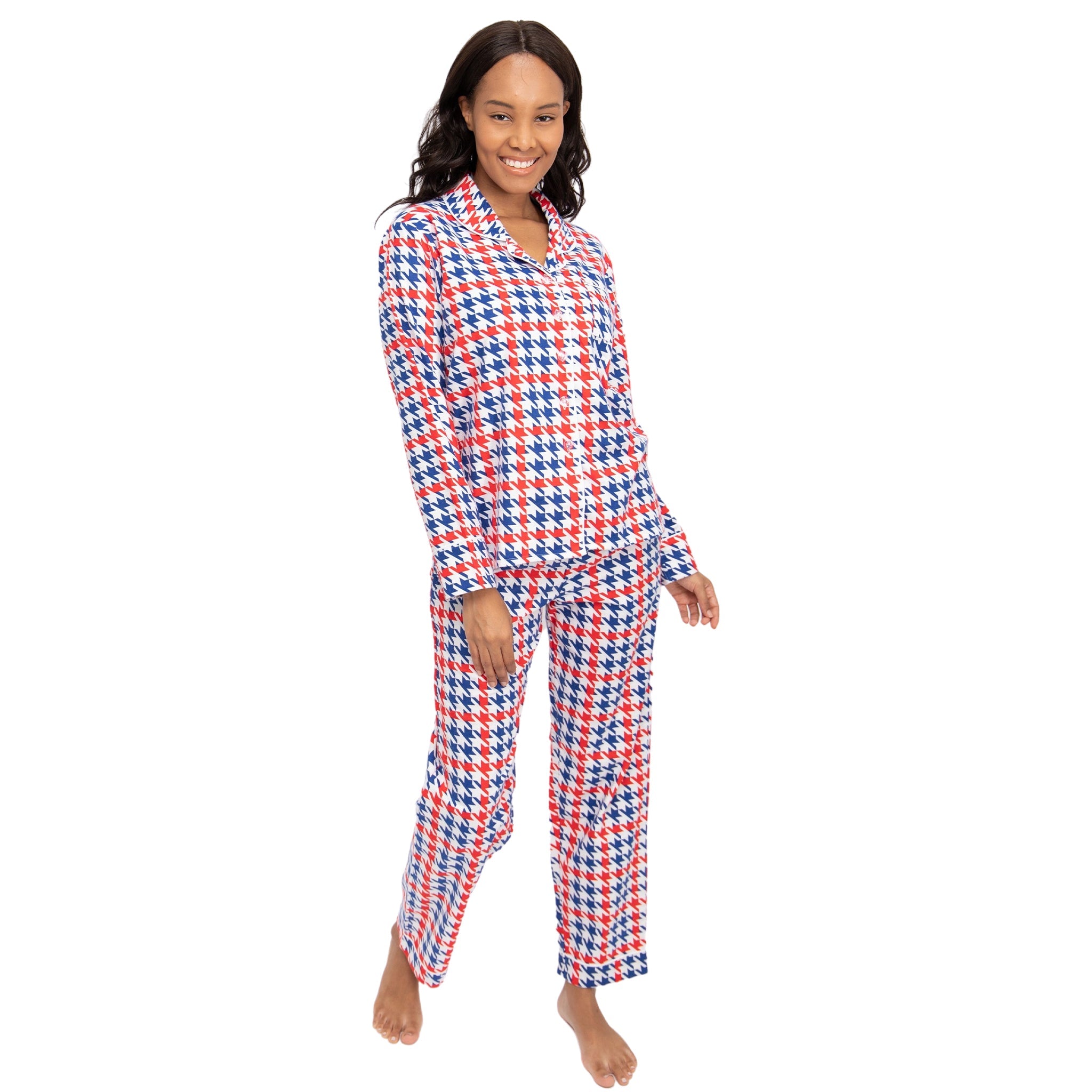 Women's Houndstooth Flannel Long Set