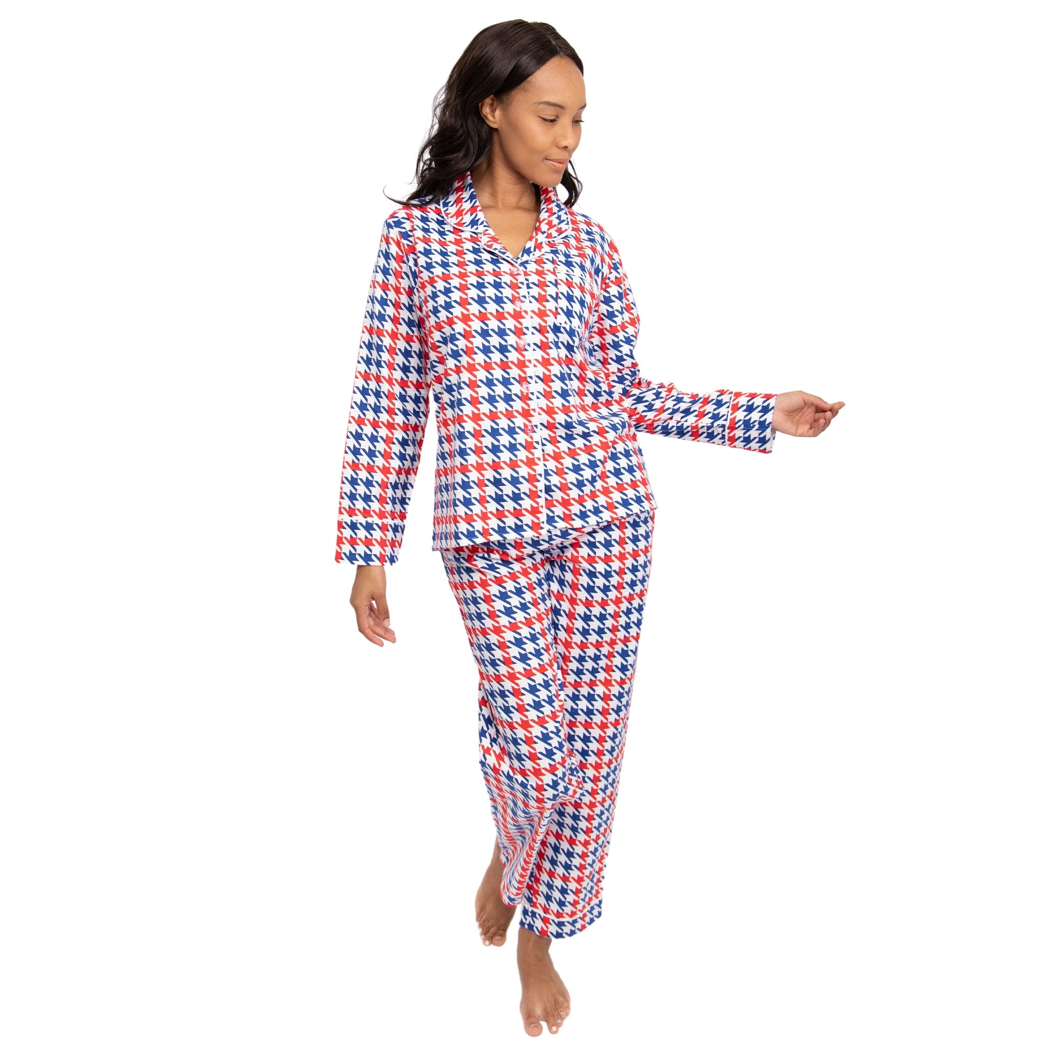 Women's Houndstooth Flannel Long Set