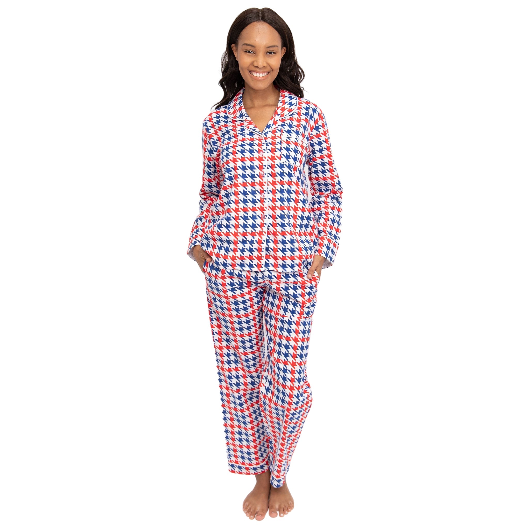 Women's Houndstooth Flannel Long Set