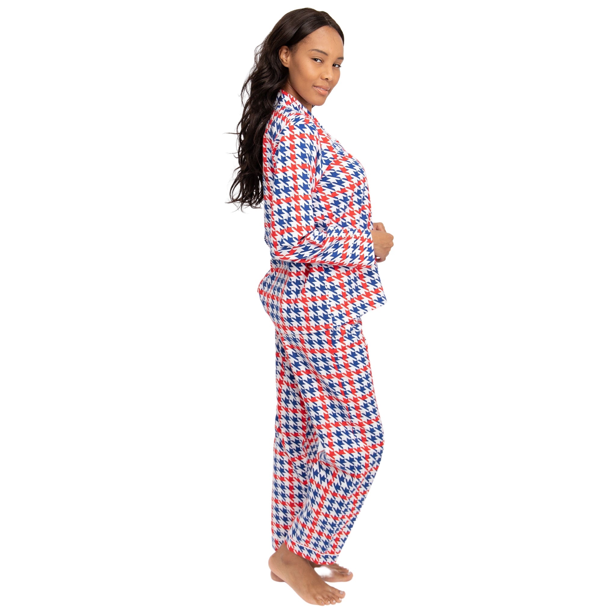 Women's Houndstooth Flannel Long Set