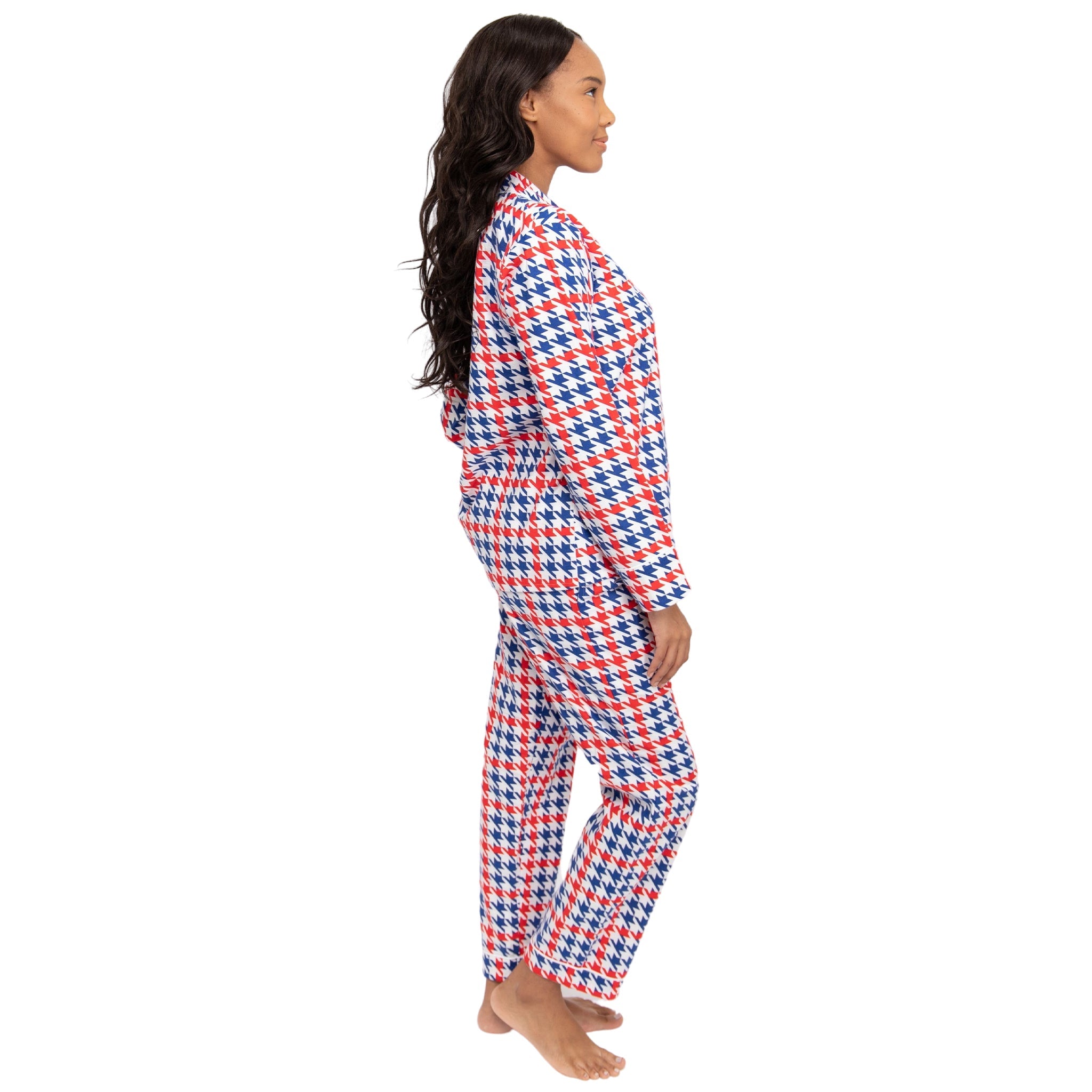 Women's Houndstooth Flannel Long Set