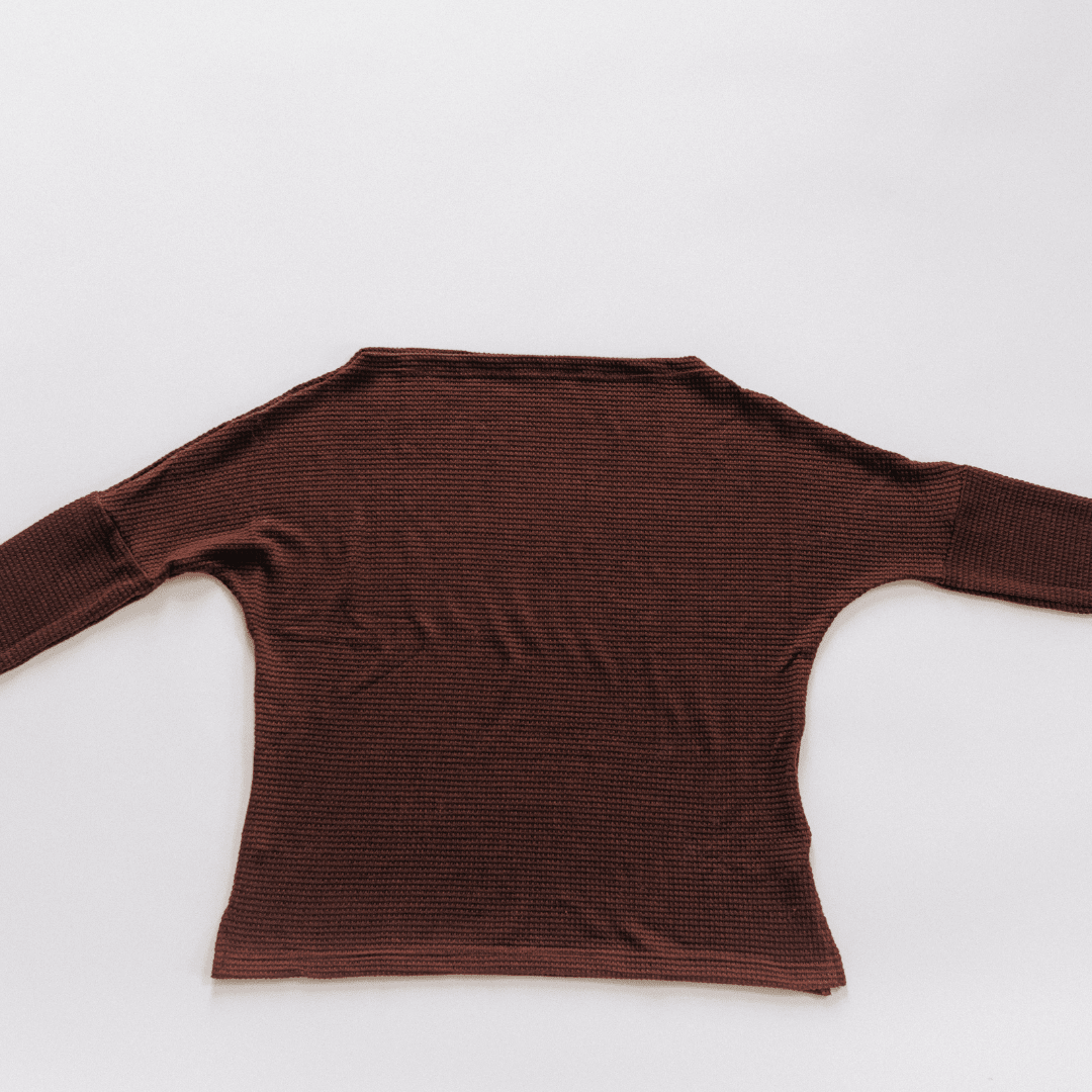 Coffee Brown Wide Collar Knit Sweater
