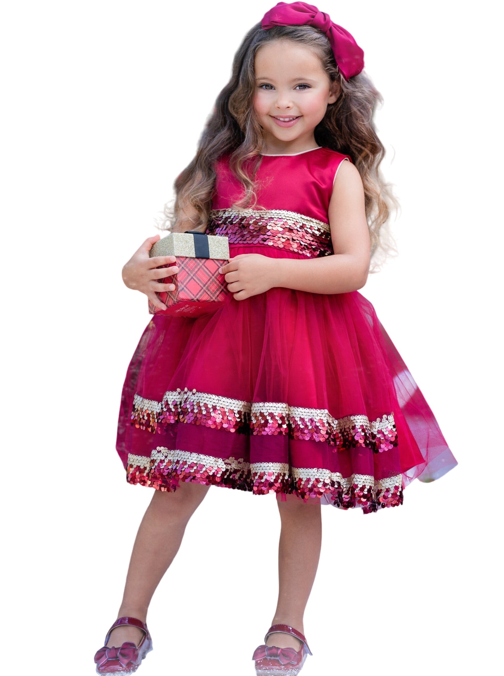 Season Of Sparkle Red Tiered Holiday Dress