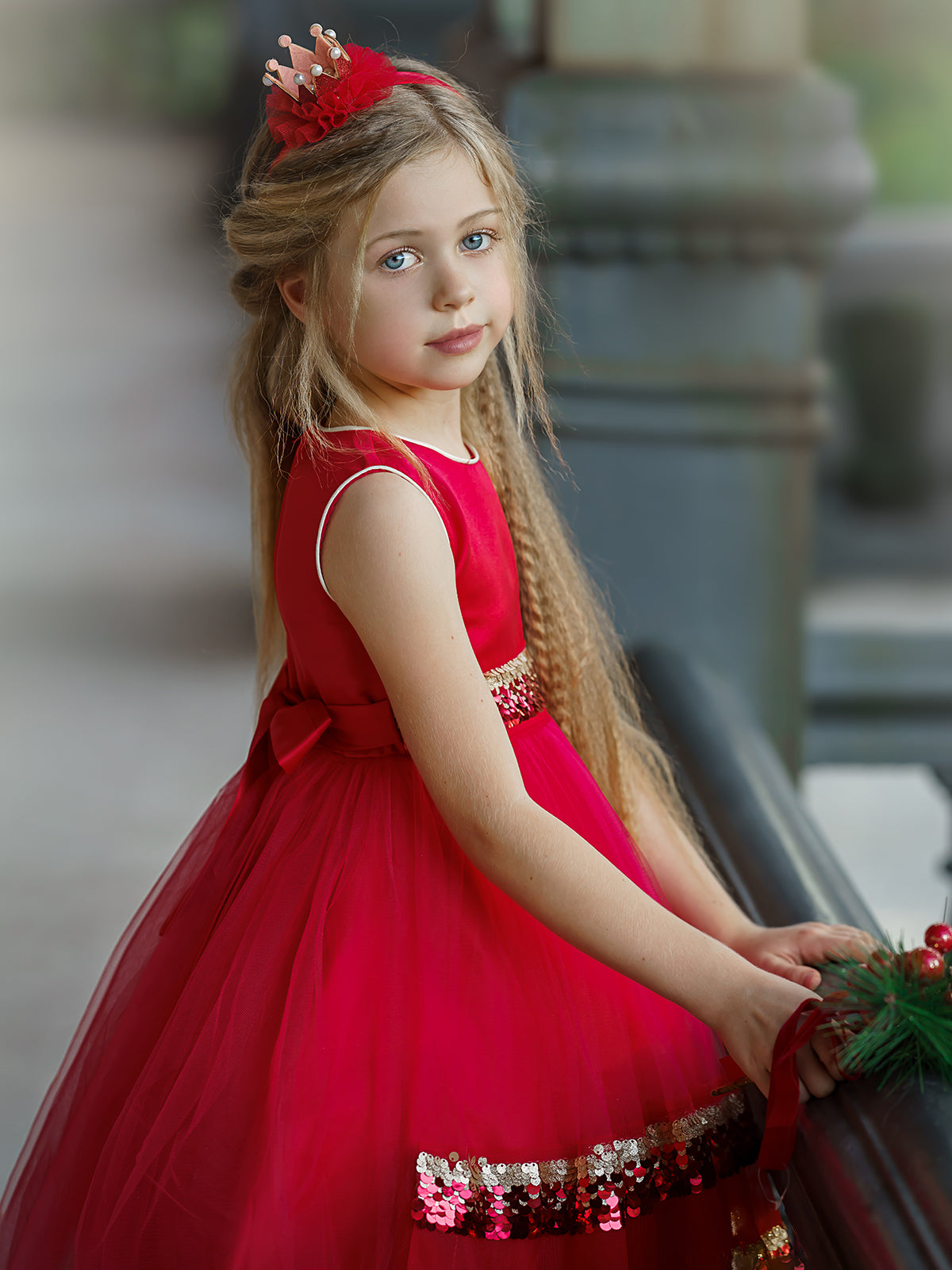 Season Of Sparkle Red Tiered Holiday Dress