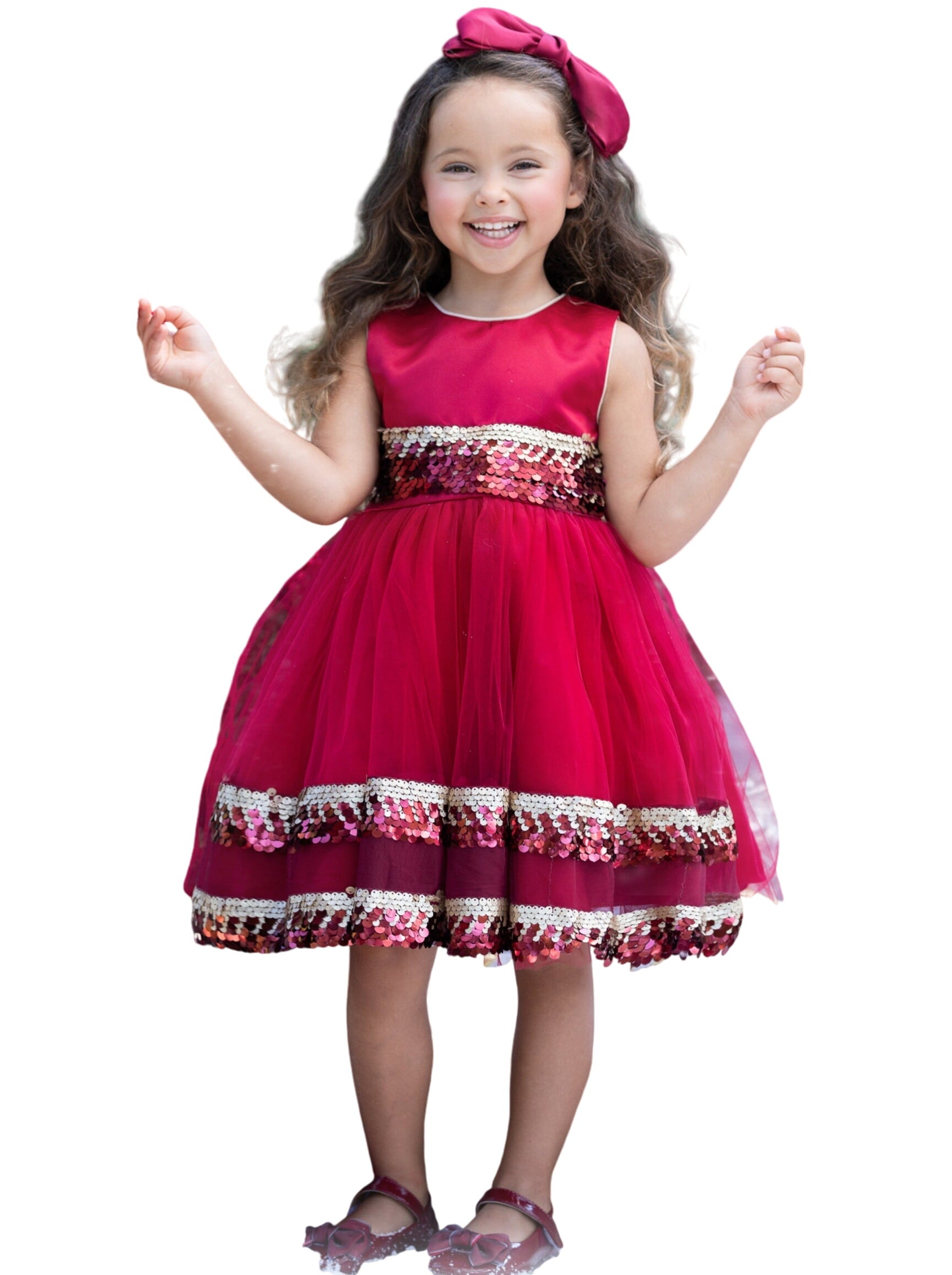 Season Of Sparkle Red Tiered Holiday Dress