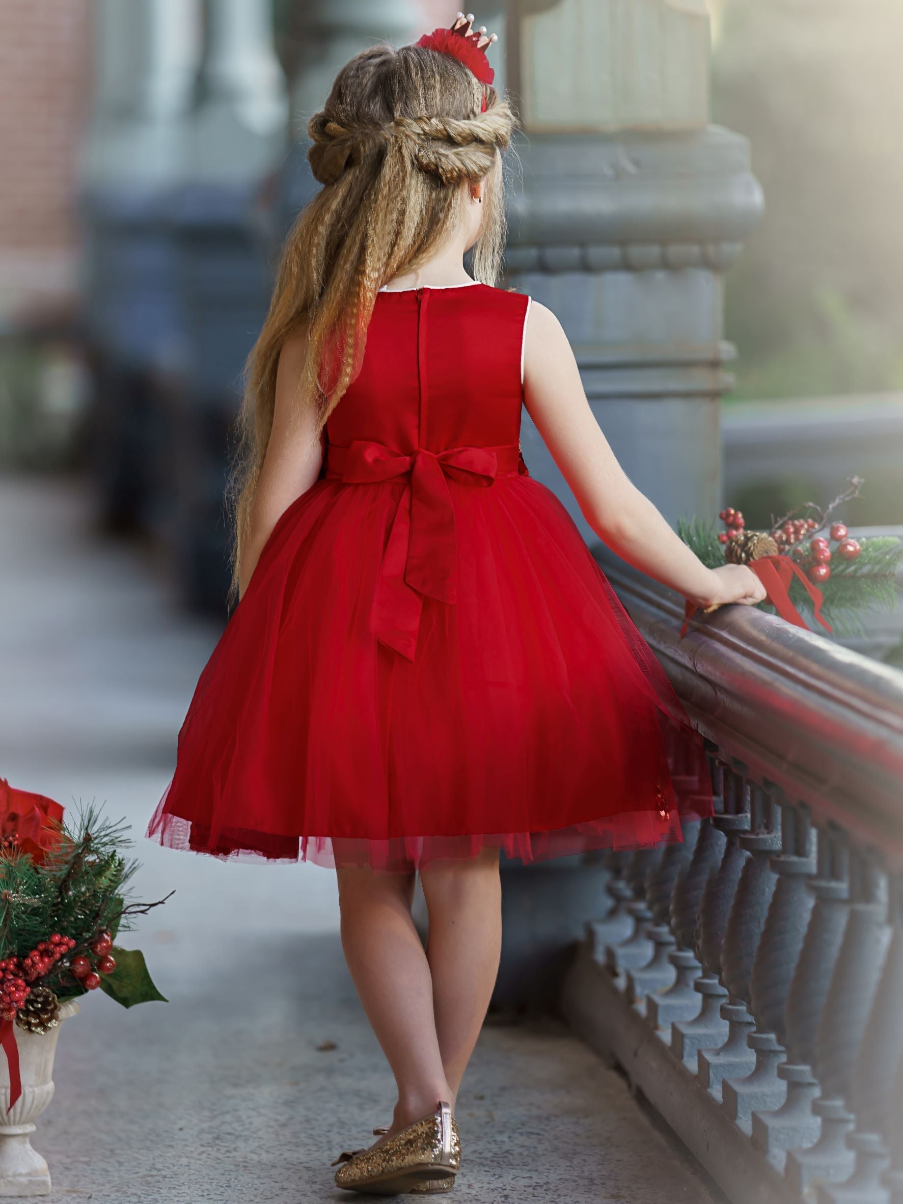 Season Of Sparkle Red Tiered Holiday Dress