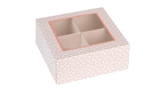 Window Box 6"x6"x2.5" Rose Gold With Four Sections 12 Pack