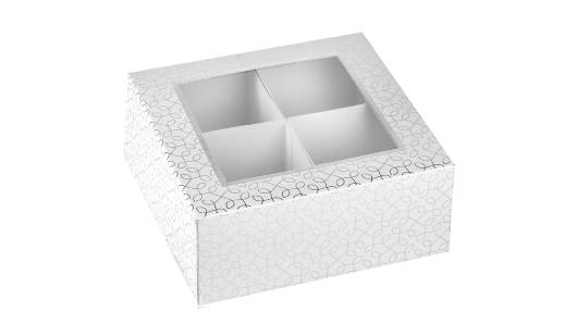 Window Box 6"x6"x2.5" Silver With Four Sections 12 Pack