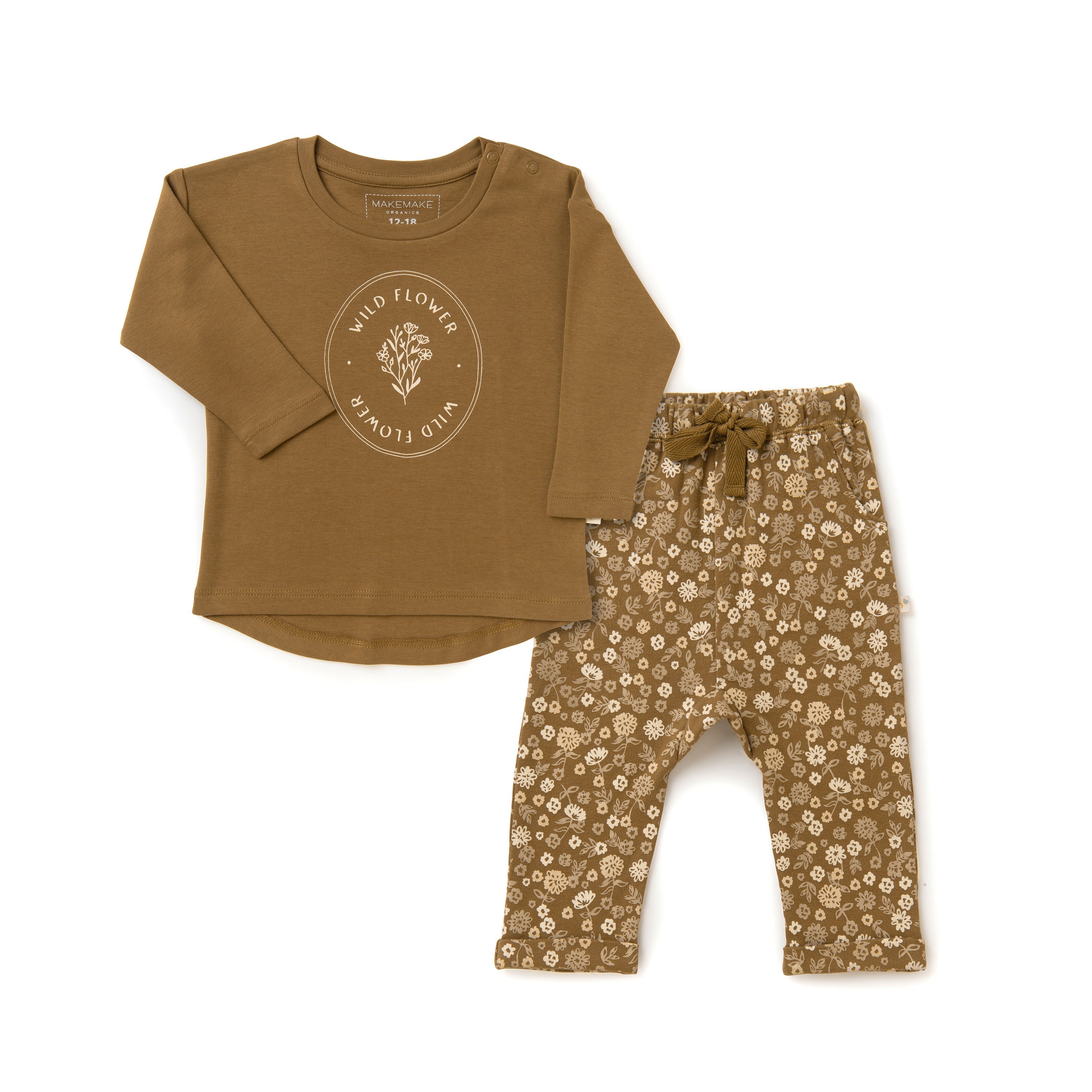 Organic Long Sleeve Tee & Pant Set - Wildflower