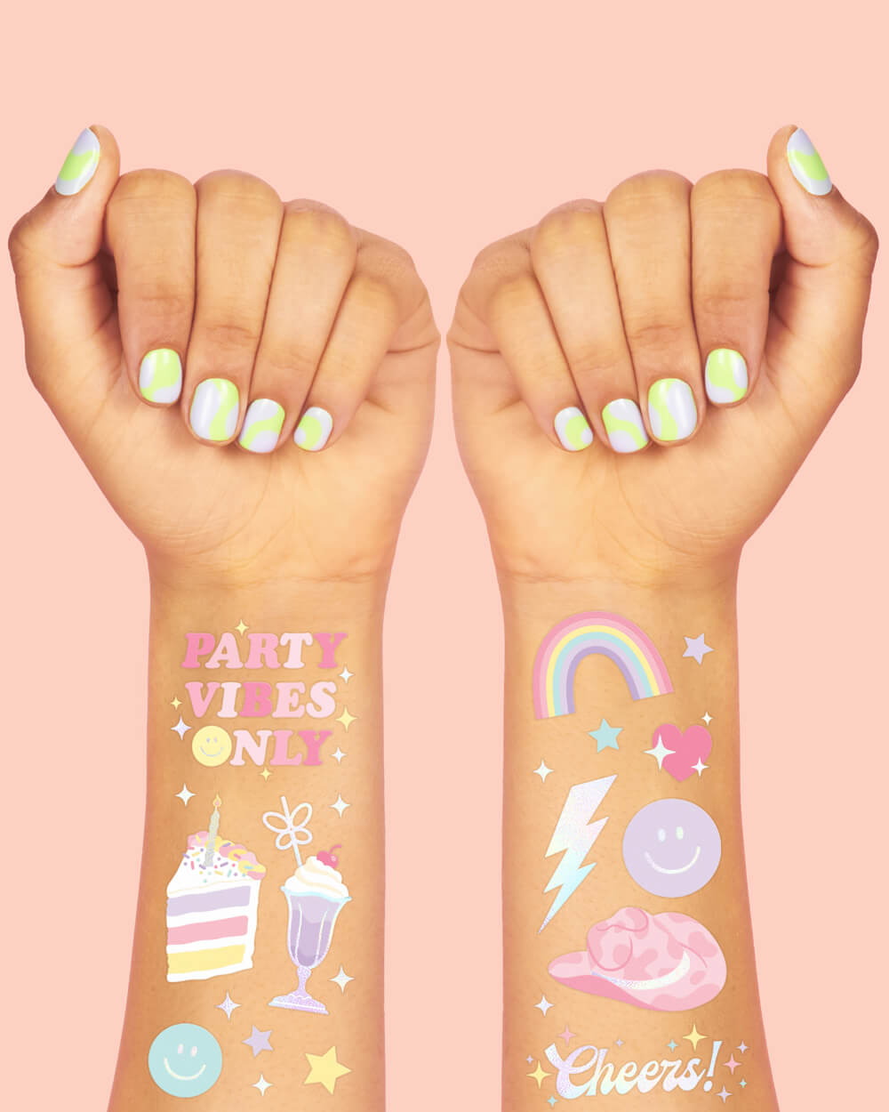 Preppy Pastel Tats - 50 Foil Temporary Tattoos