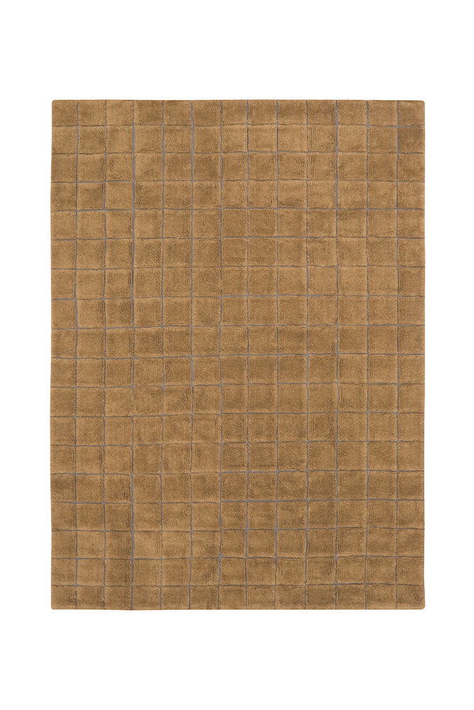 Wool Area Rug Mosaic Ochre