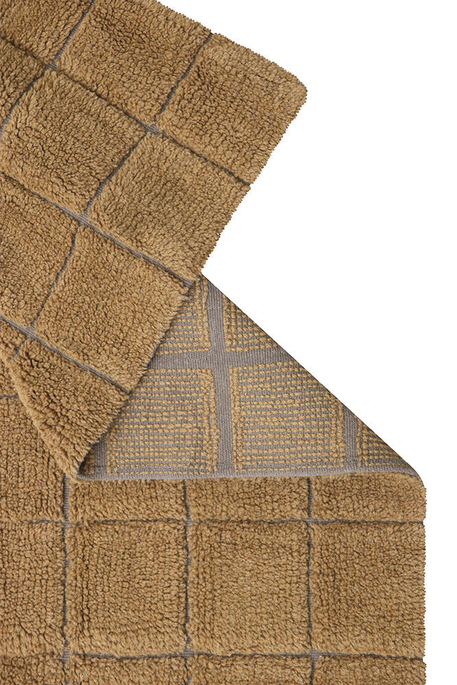 Wool Area Rug Mosaic Ochre