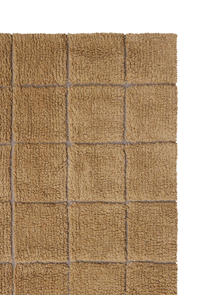 Wool Area Rug Mosaic Ochre