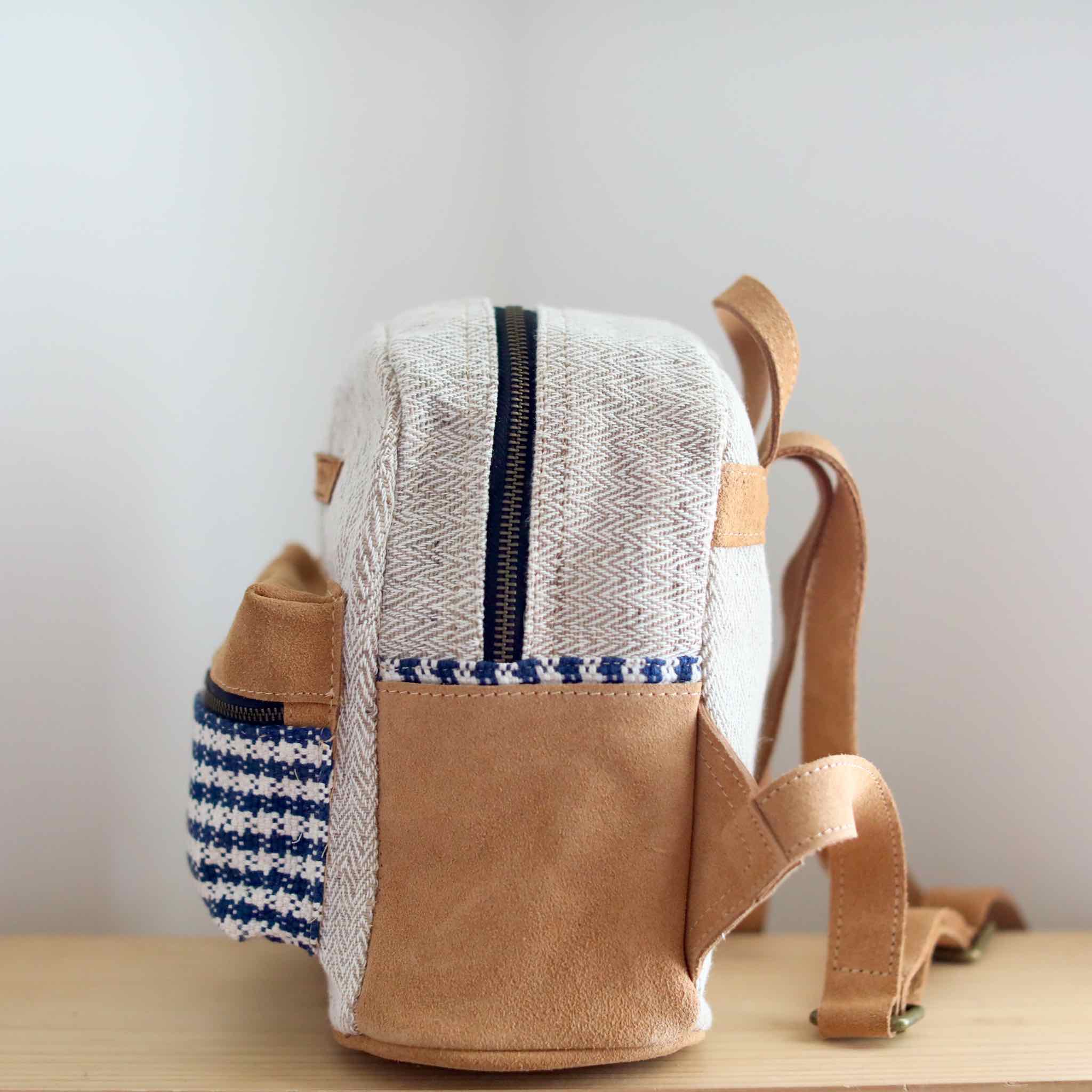 Woven Mini Backpack - Houndstooth