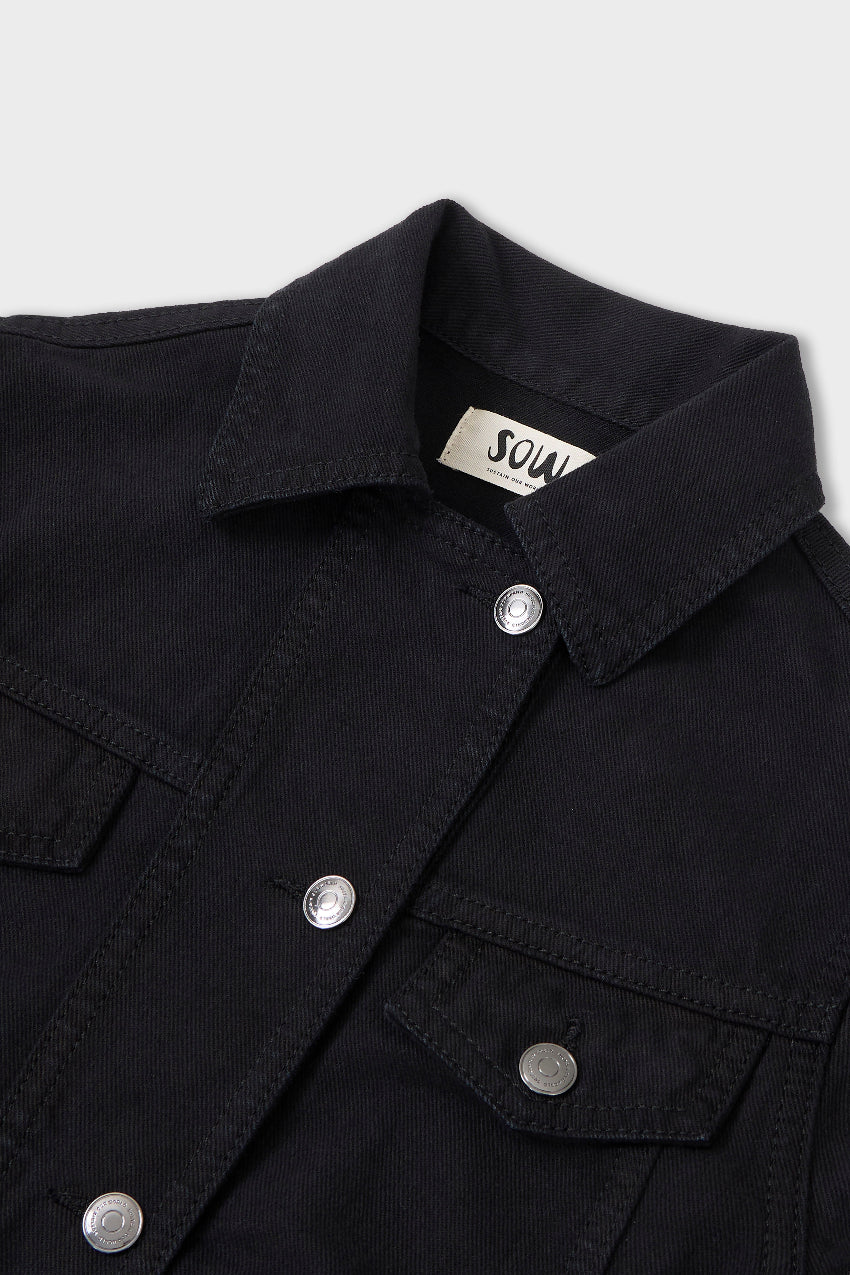 Organic Cotton Trucker Denim Jacket With Inset Sleeves