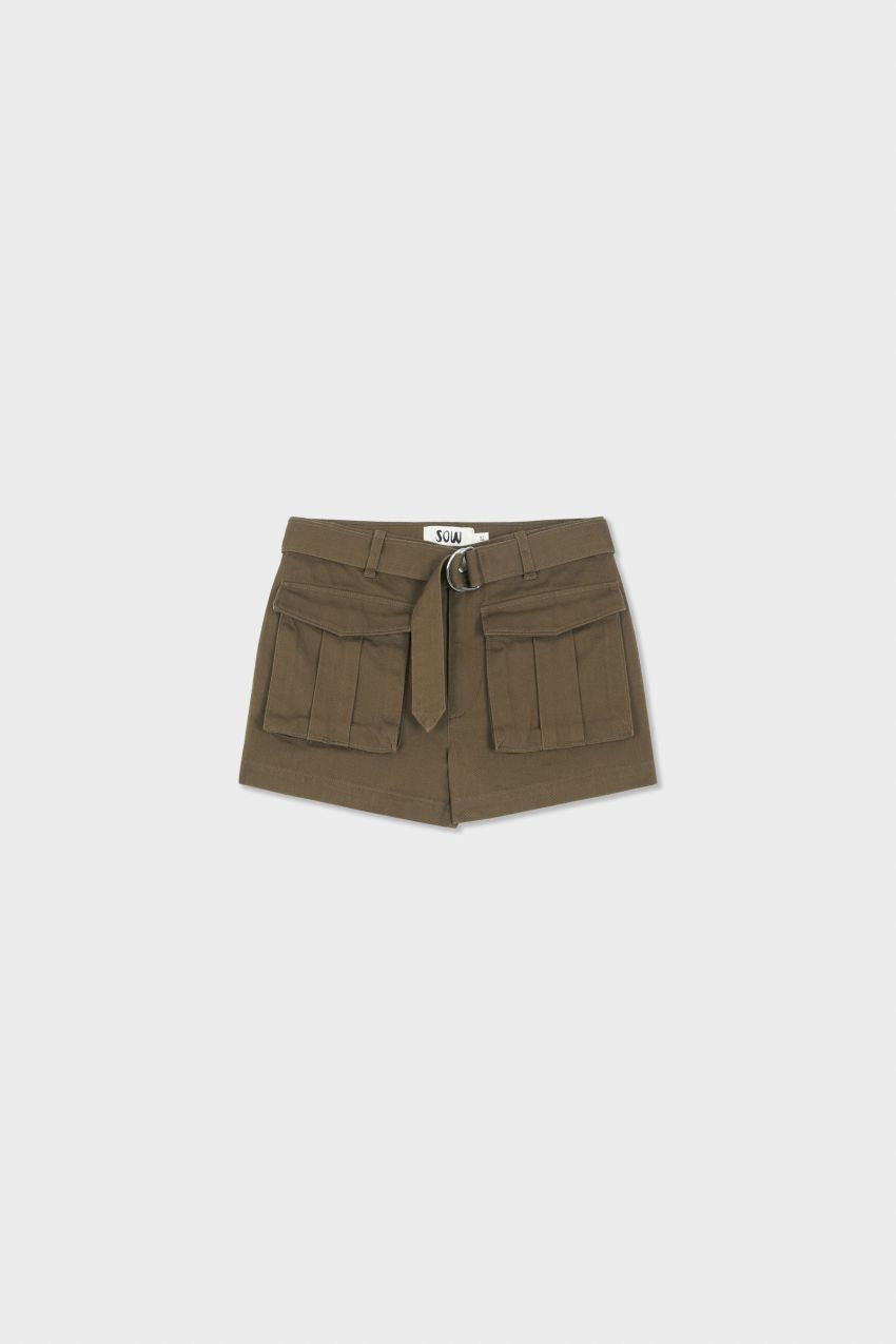 Organic Cotton Cargo Front Short With Belt