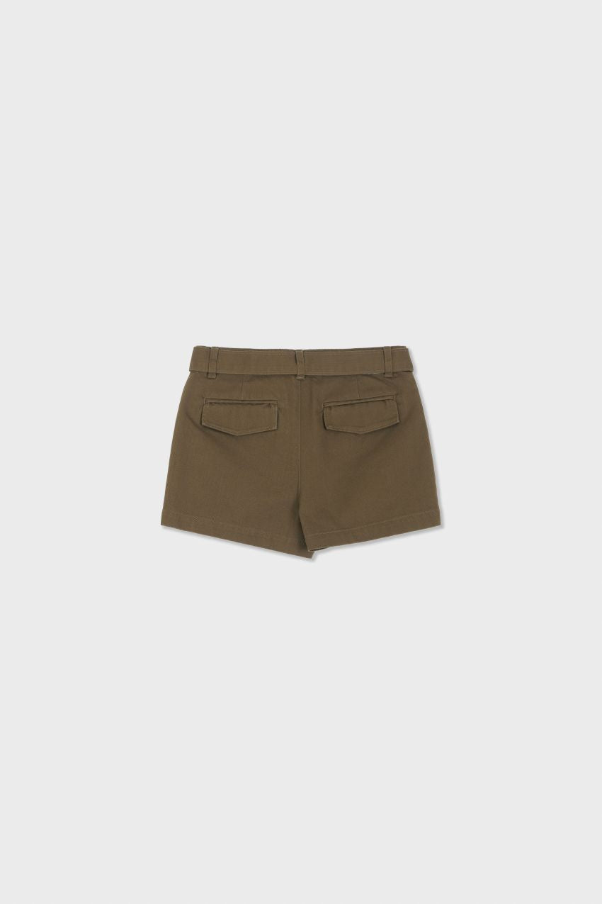 Organic Cotton Cargo Front Short With Belt