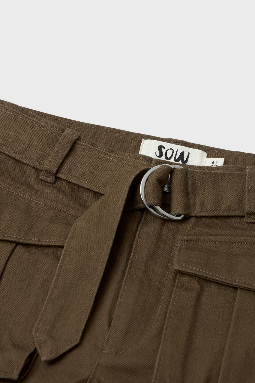 Organic Cotton Cargo Front Short With Belt