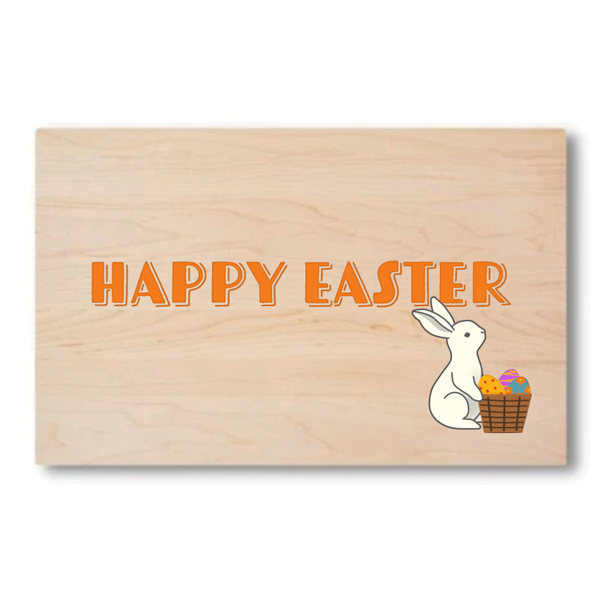 Happy Easter Solid Maple Wood Serving Board Platter - 11" X 16" | Easter Egg Wooden Tokens | Made In The Usa 🇺🇸
