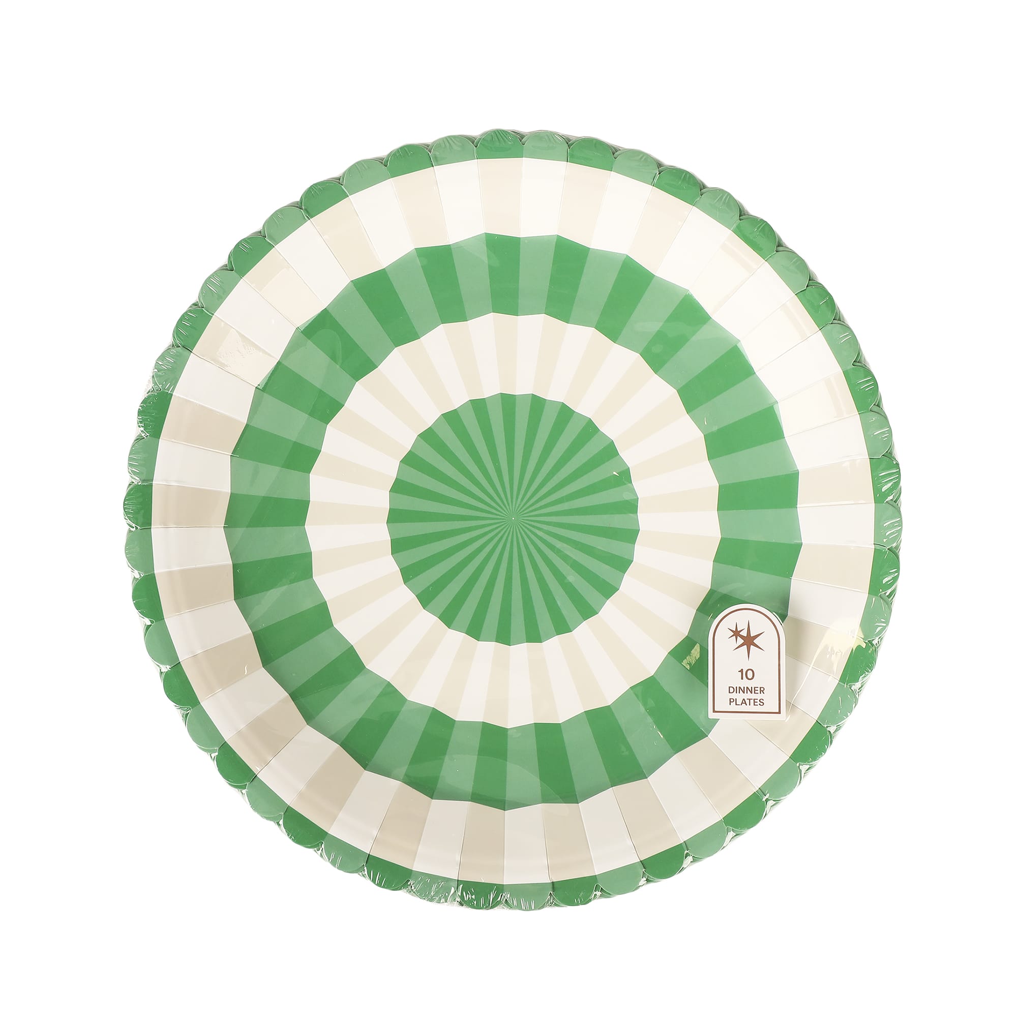 Green & White Dinner Plates (10" / 10 Ct)