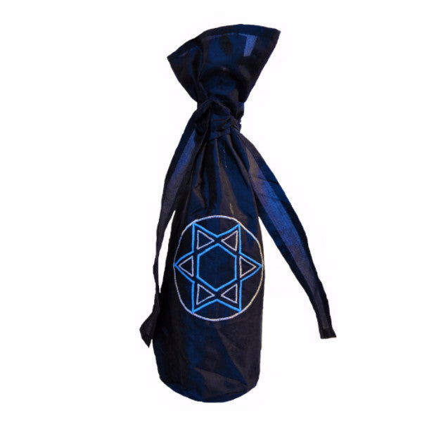 Silk Star Of David Gift Bottle Bag Blue