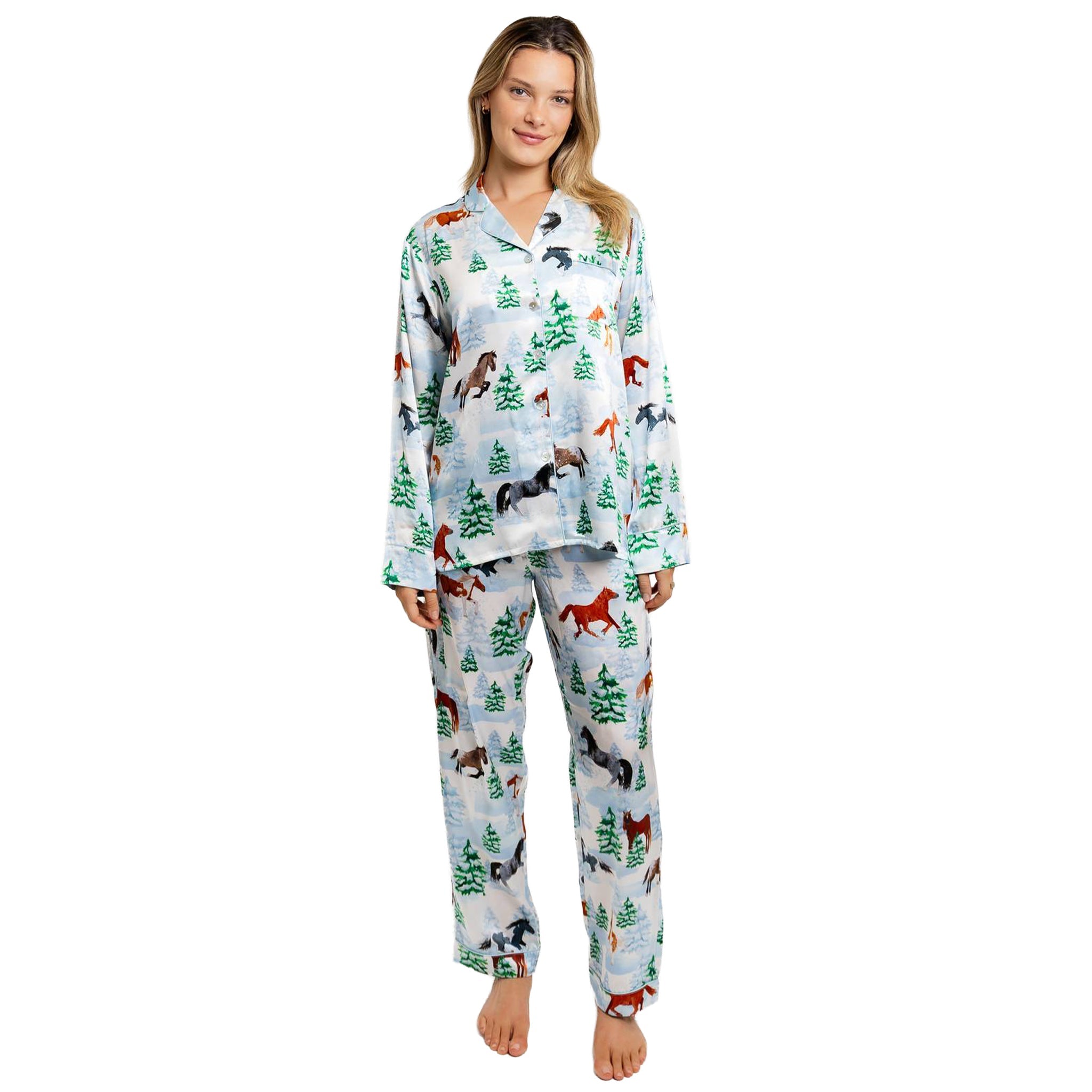 Women's Skydog Silk Long Pj Set