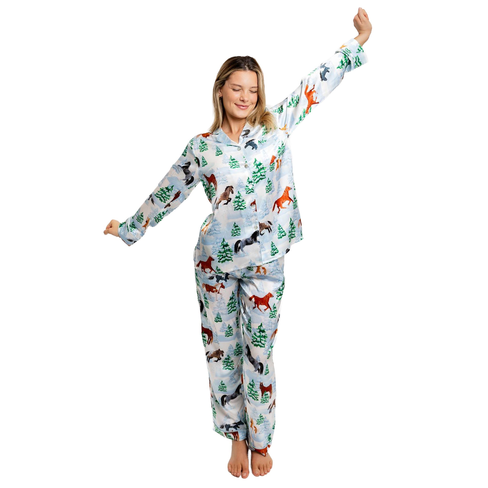 Women's Skydog Silk Long Pj Set