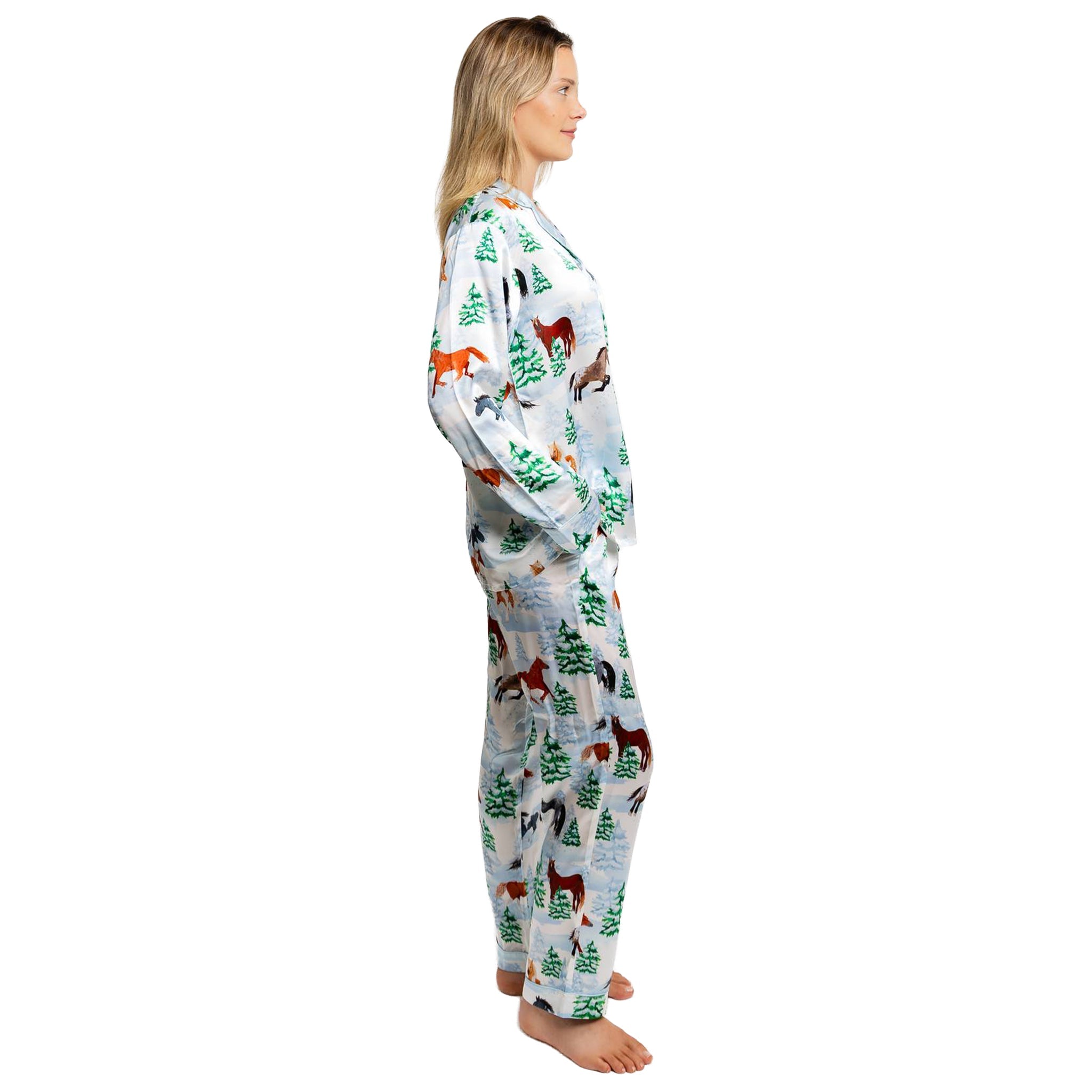 Women's Skydog Silk Long Pj Set