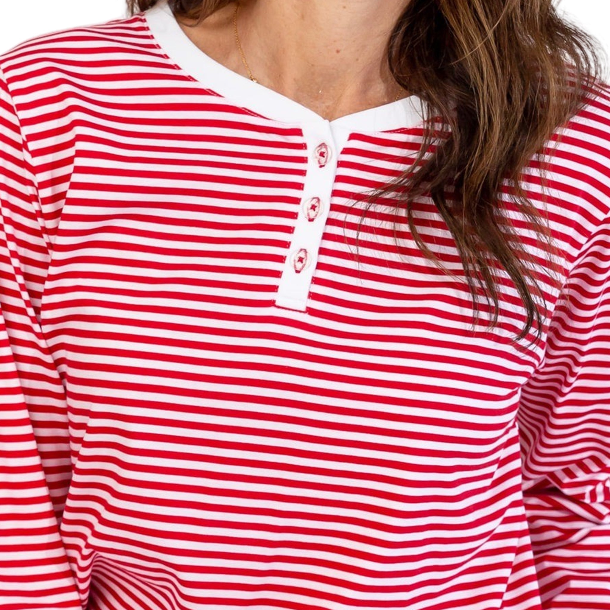 Women's Red Stripe Jersey Long Pj Set