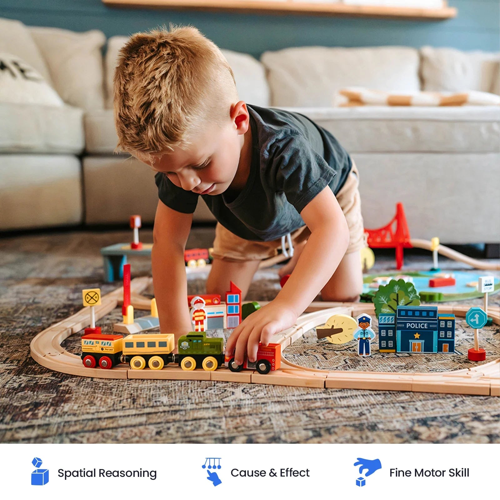 Tiny Land® Wooden Train Set For Children