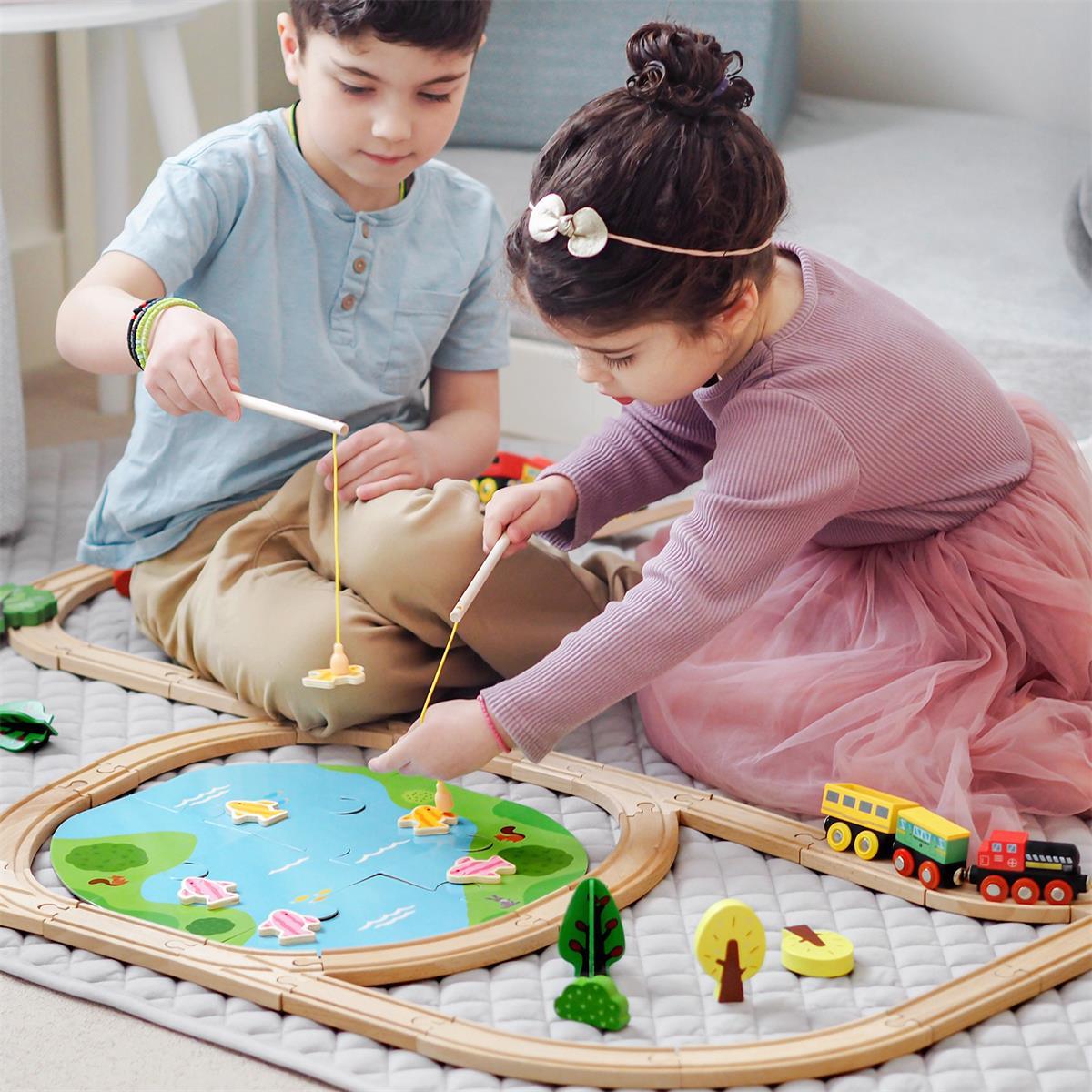 Tiny Land® Wooden Train Set For Children