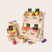® Wooden Food For Play Kitchen & Wooden Rack