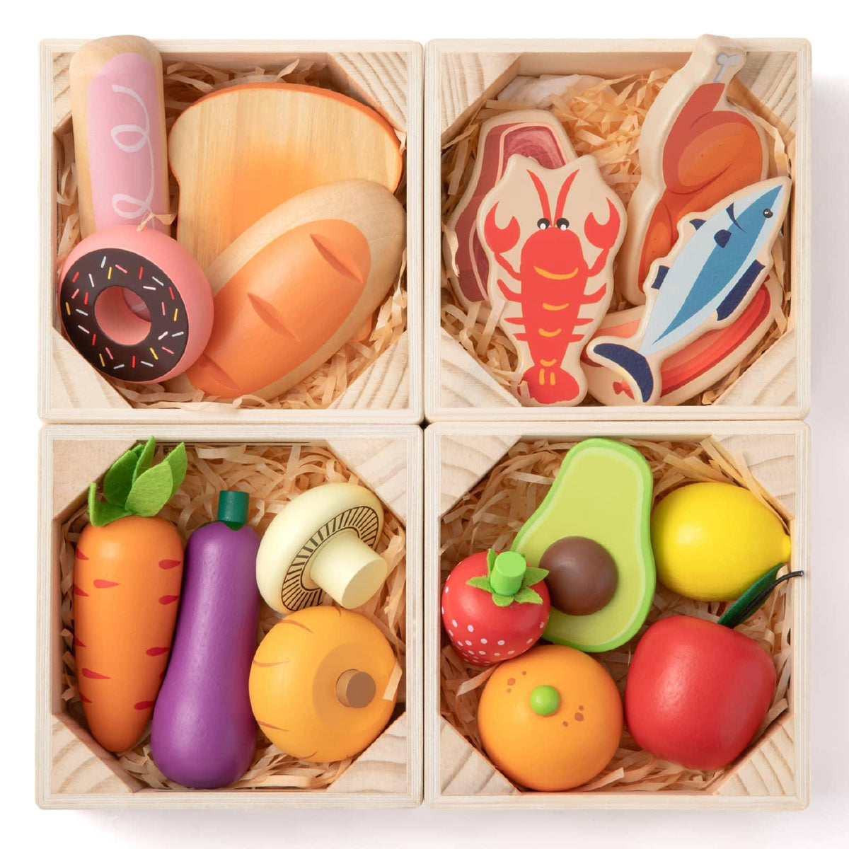 ® Wooden Food For Play Kitchen & Wooden Rack