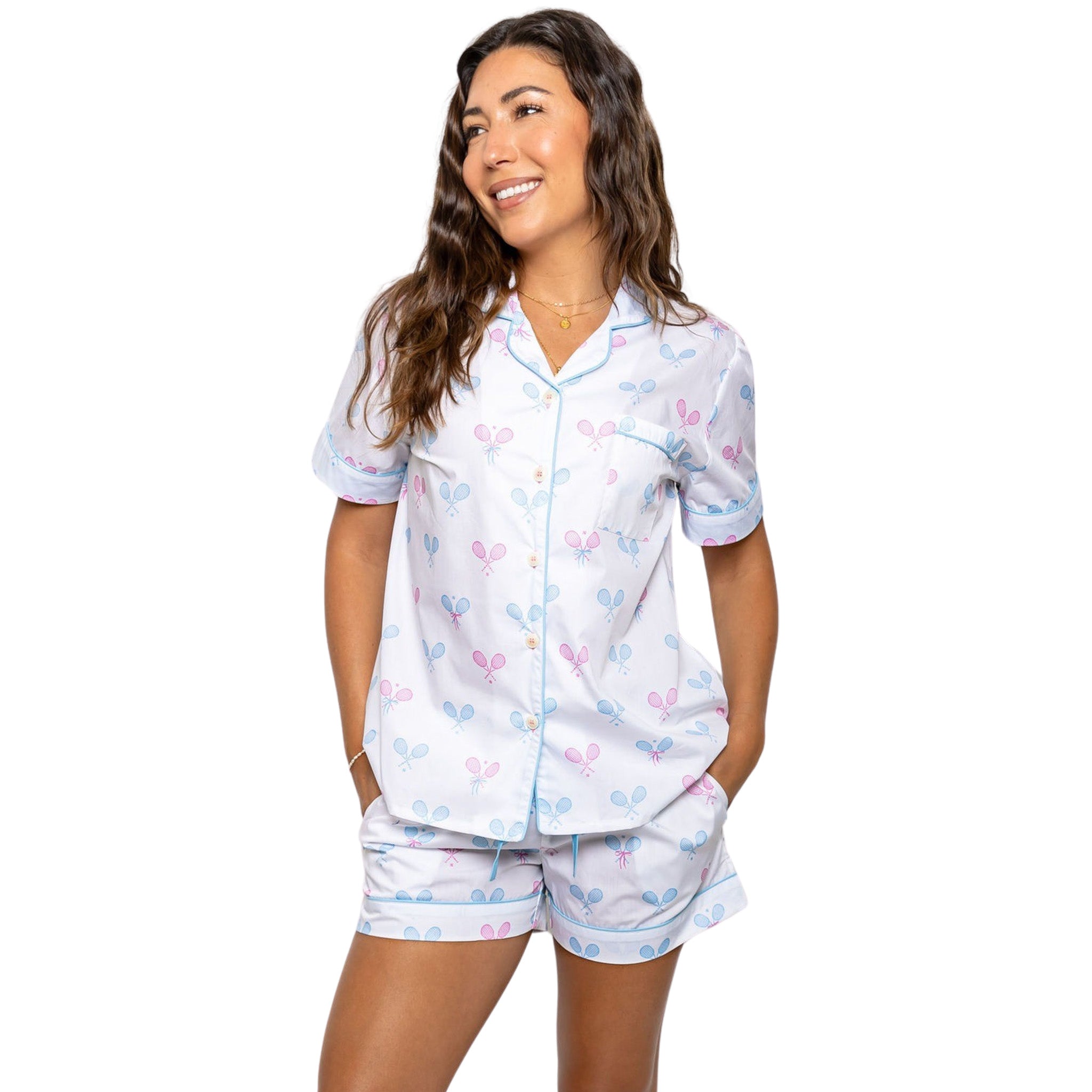 Women's Tennis Bows Short Pj Set