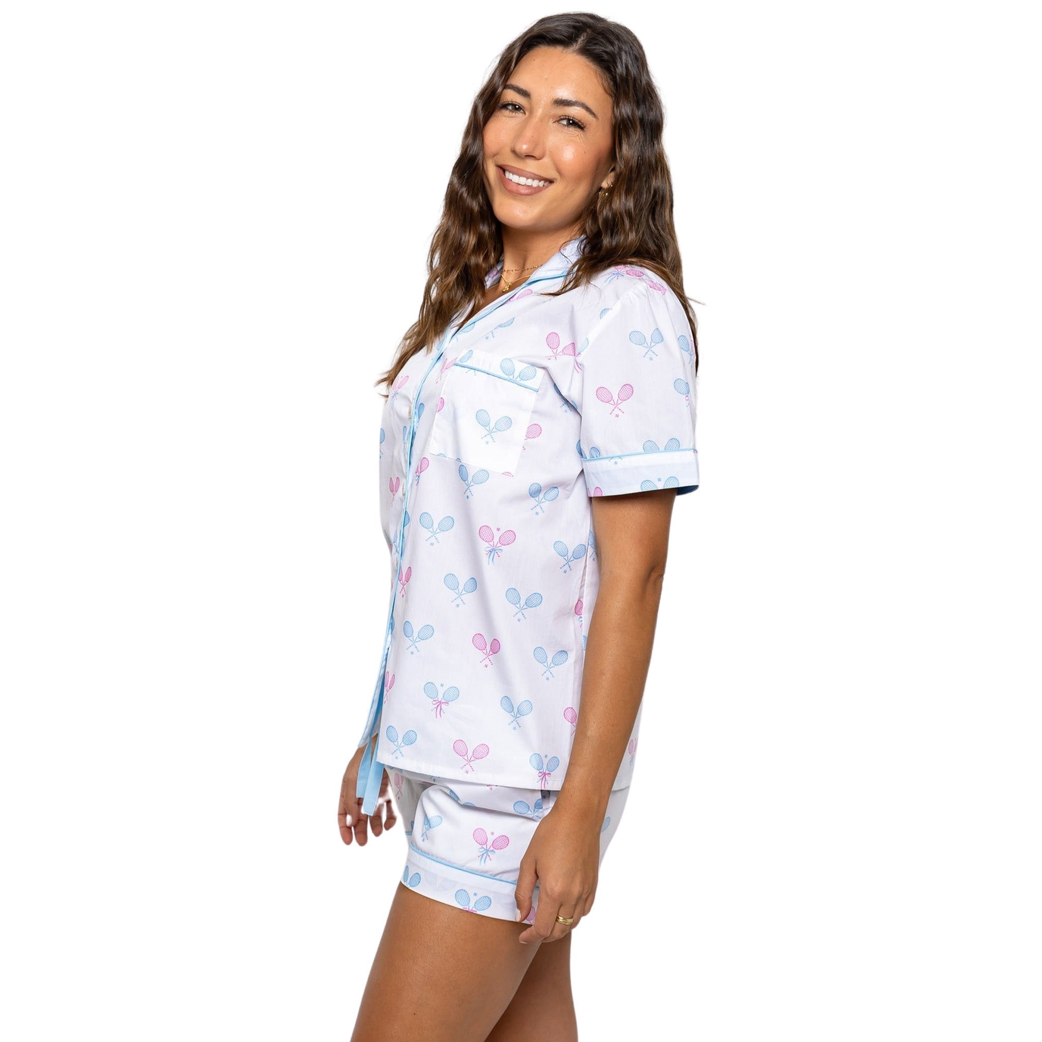 Women's Tennis Bows Short Pj Set