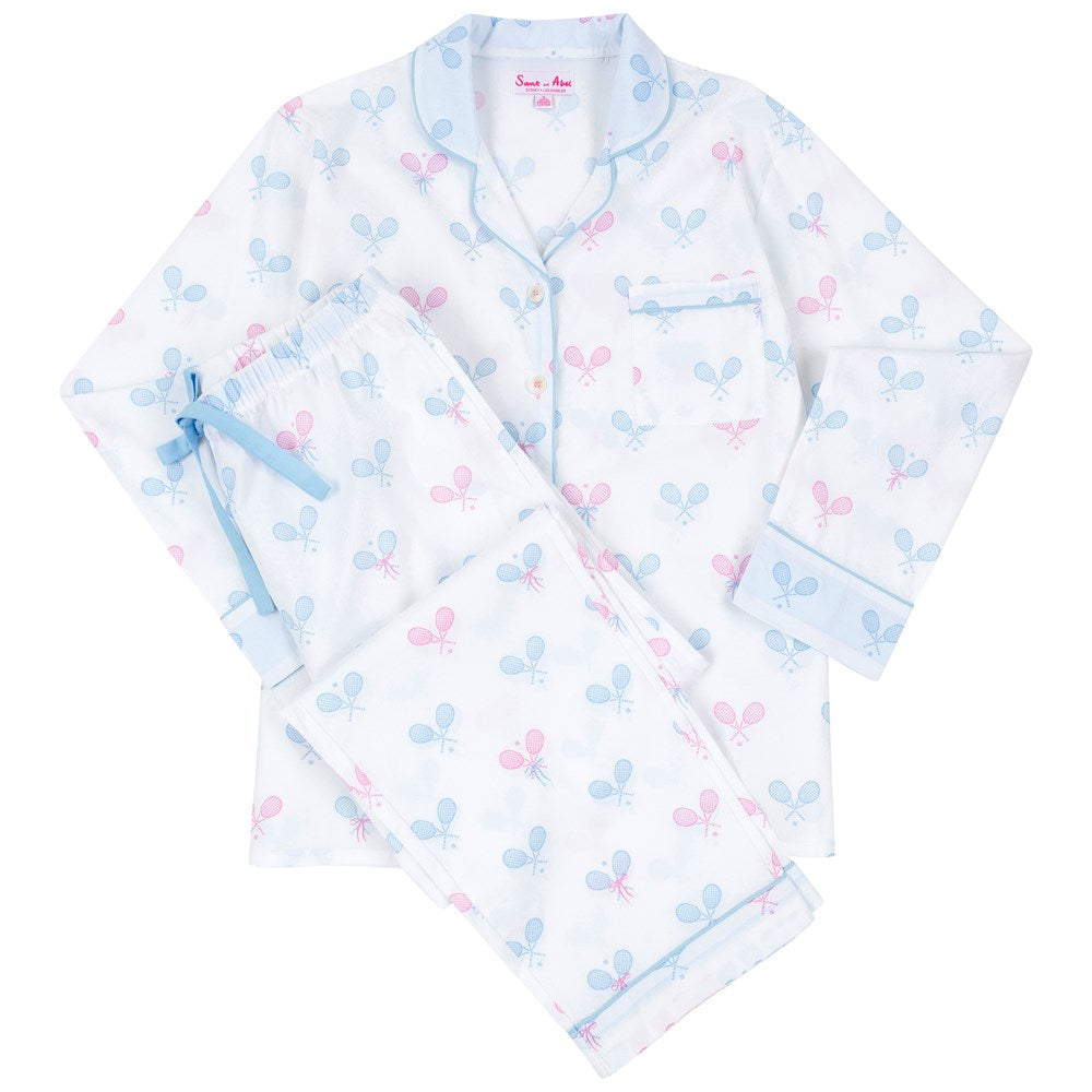 Women's Tennis Bows Long Pj Set