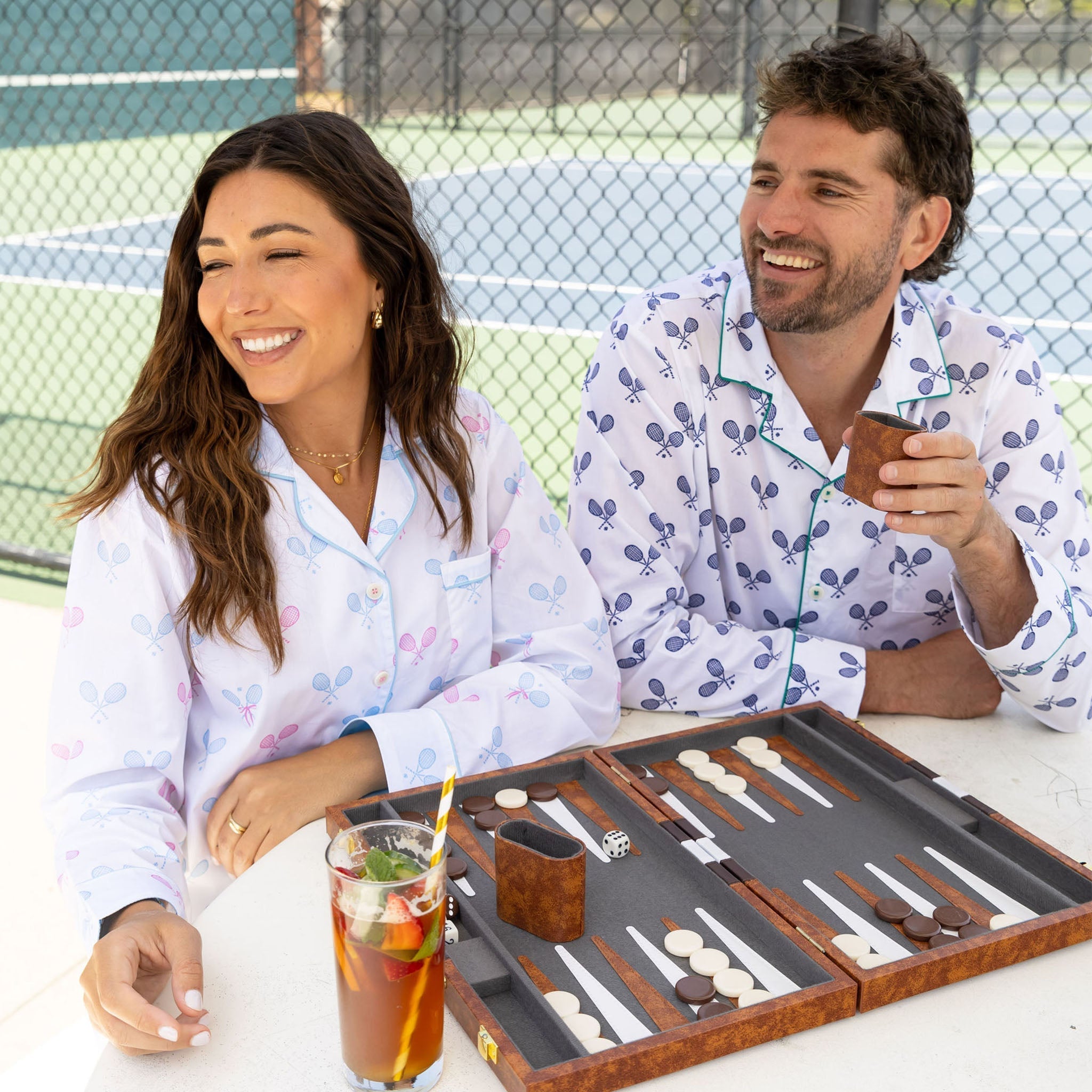 Women's Tennis Bows Long Pj Set
