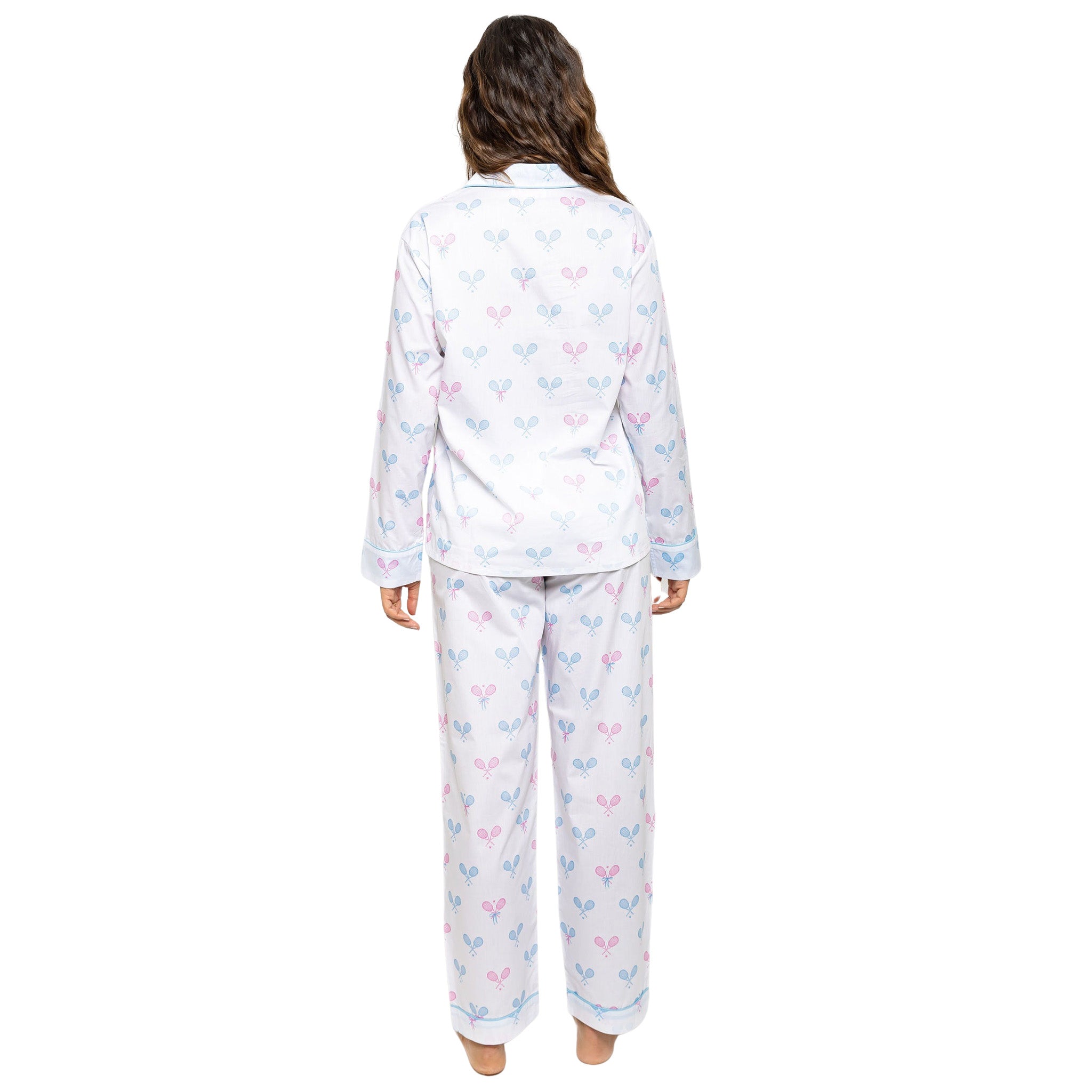 Women's Tennis Bows Long Pj Set