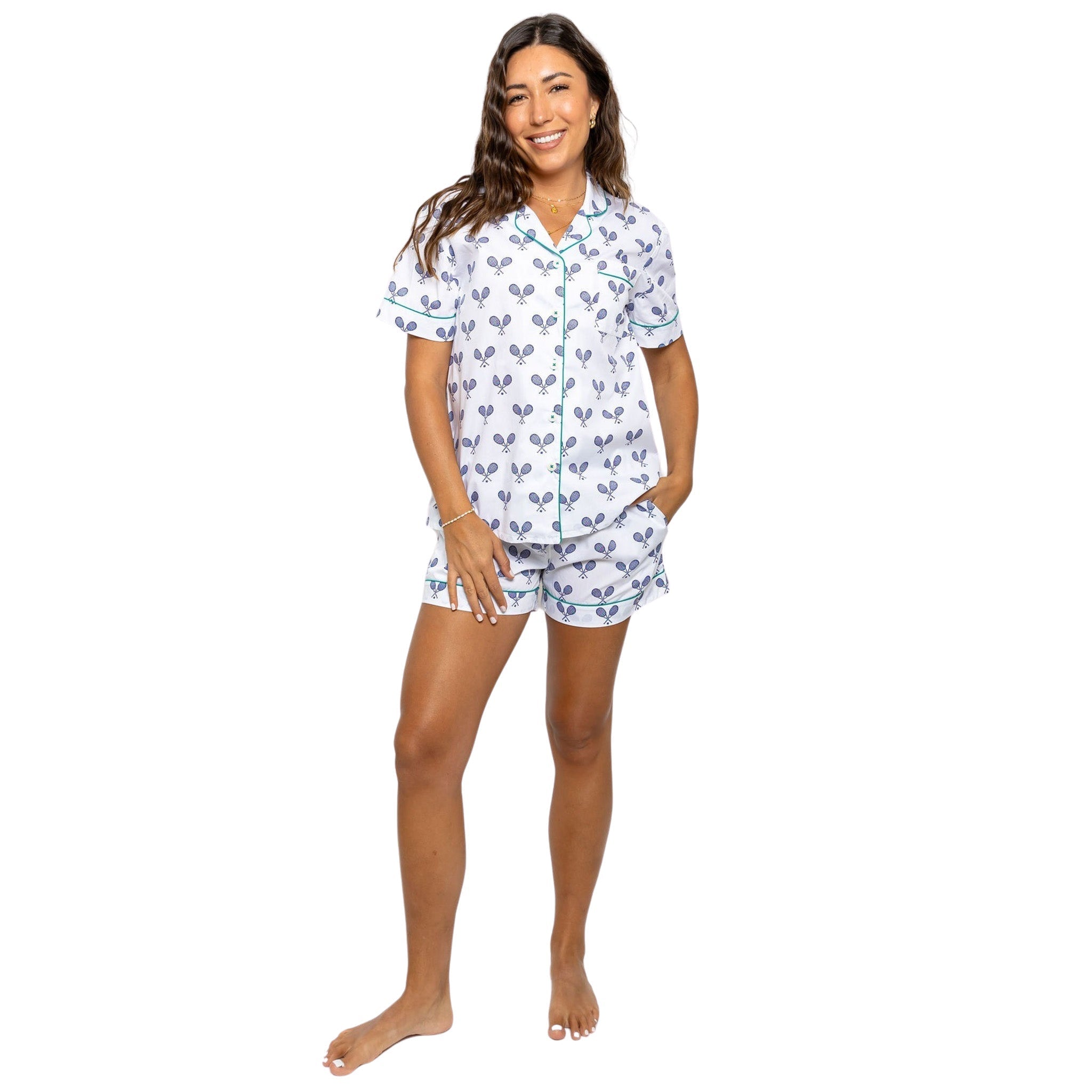 Women's Tennis Navy Short Pj Set