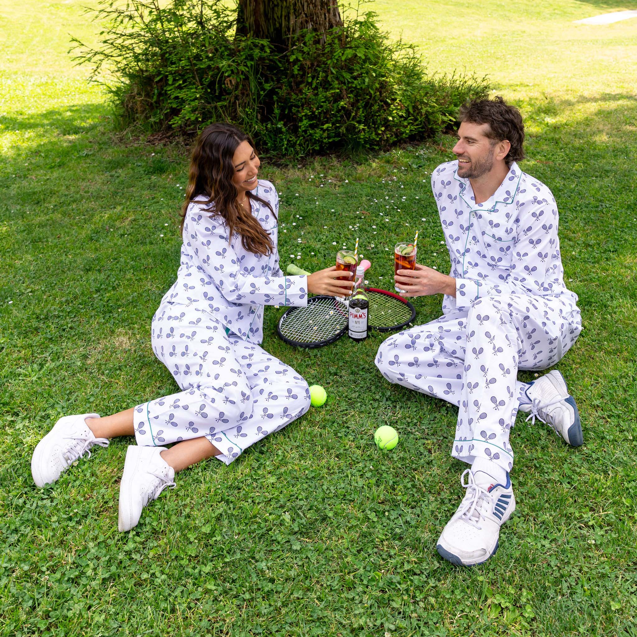 Women's Tennis Navy Long Pj Set