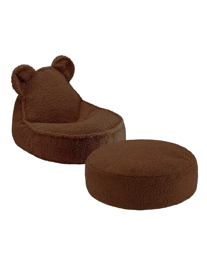 Warm Hazel Bear Beanbag & Ottoman Set