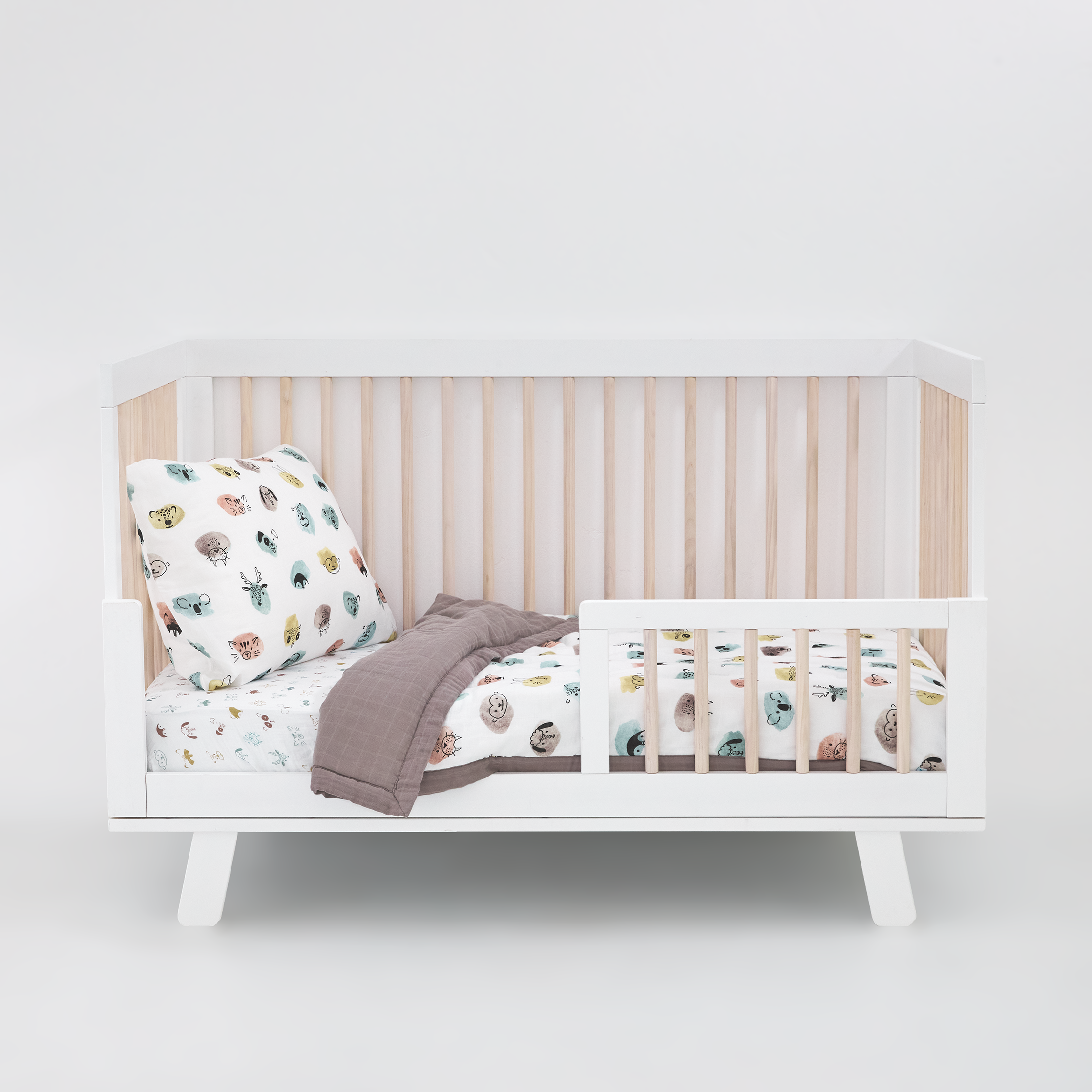 Cotton Muslin Toddler Bedding 3 Piece Set - Watercolor Critters