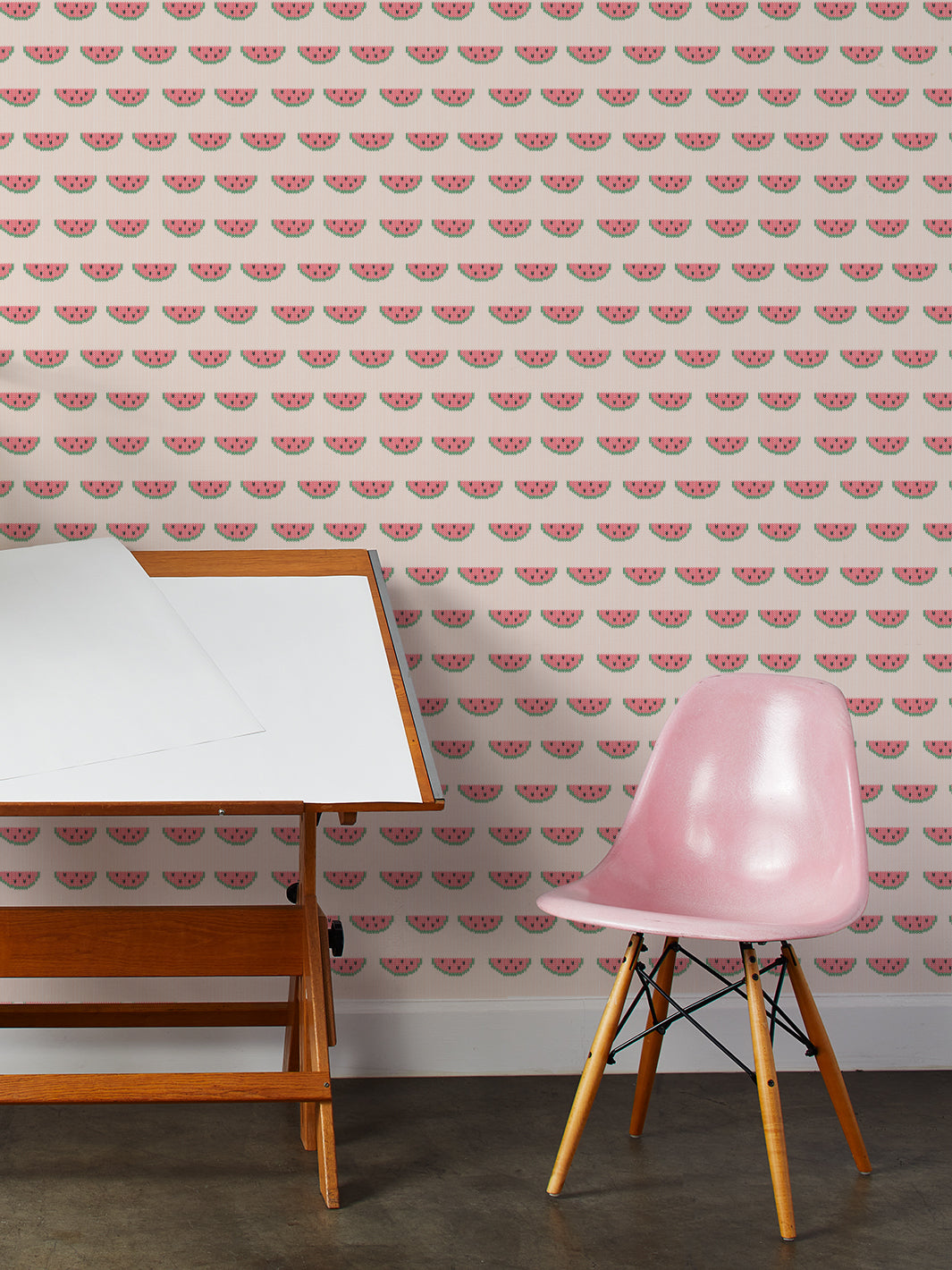 'watermelon Knit' Wallpaper By Tea Collection - Peach