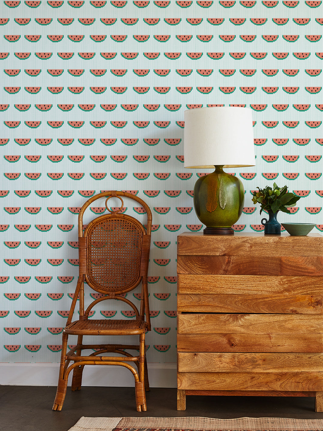 'watermelon Knit' Wallpaper By Tea Collection - White