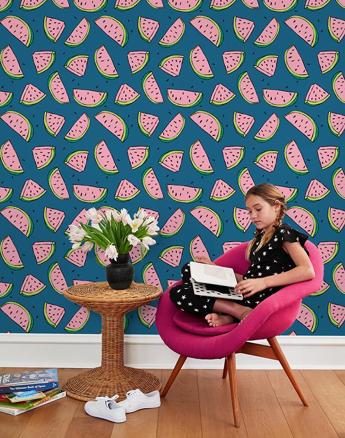 'watermelon' Wallpaper By Tea Collection - Cadet Blue