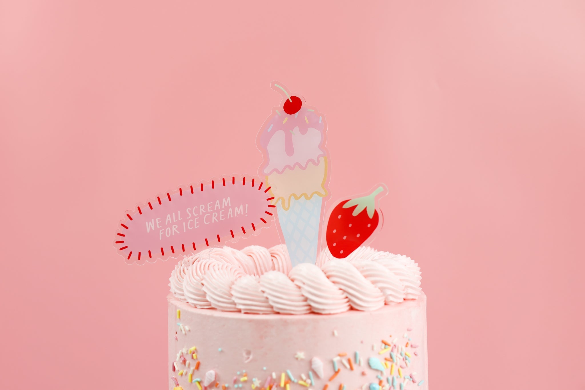 We All Scream For Ice Cream Acrylic Cake Topper Set