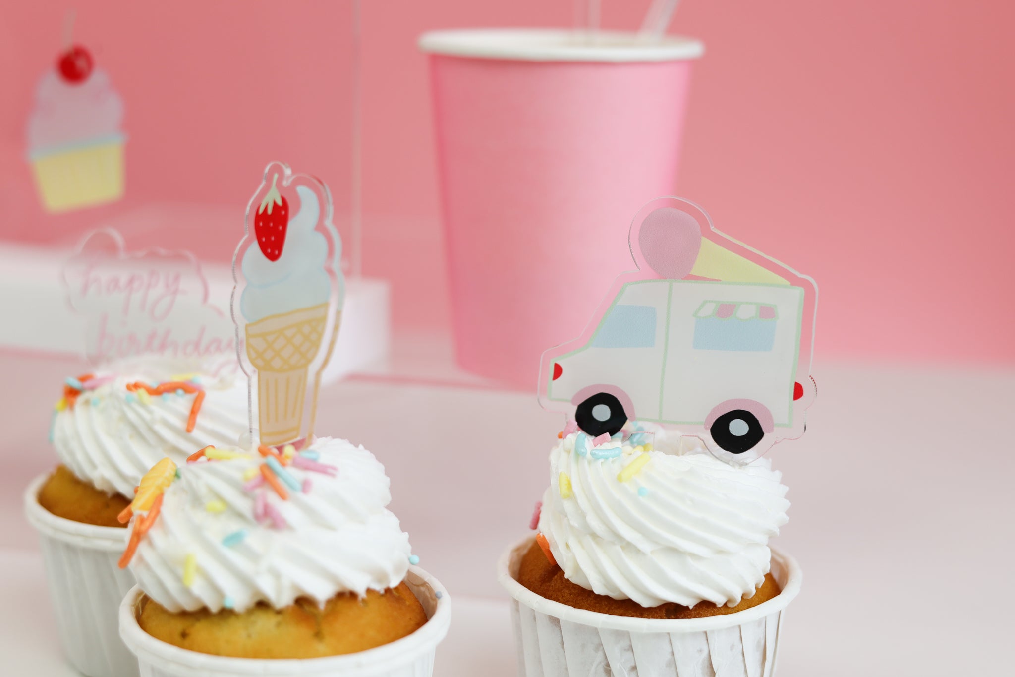 We All Scream For Ice Cream Acrylic Mini Topper Set